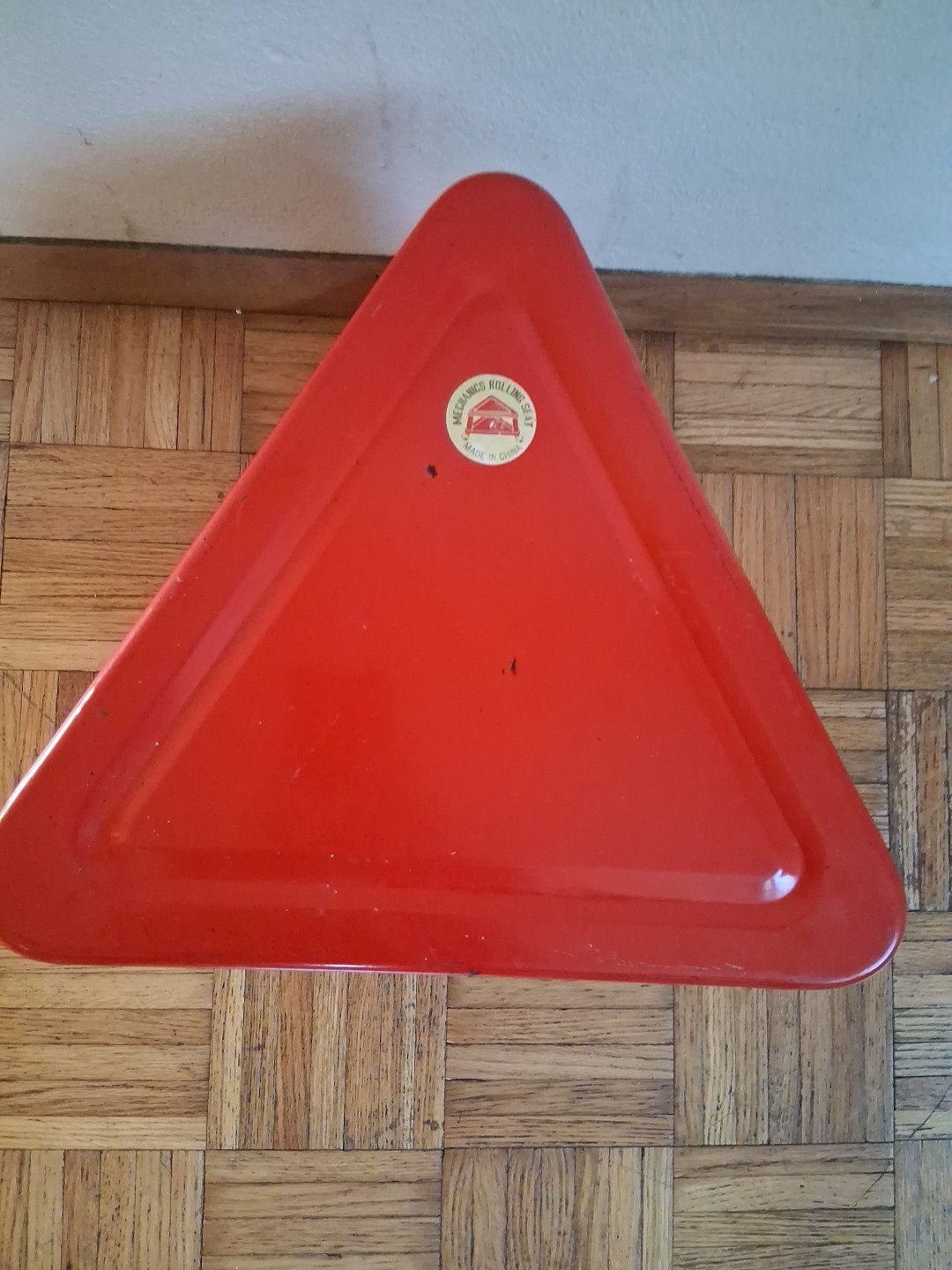 Vintage Mechanics Rolling Seat Red Triangle On Wheels