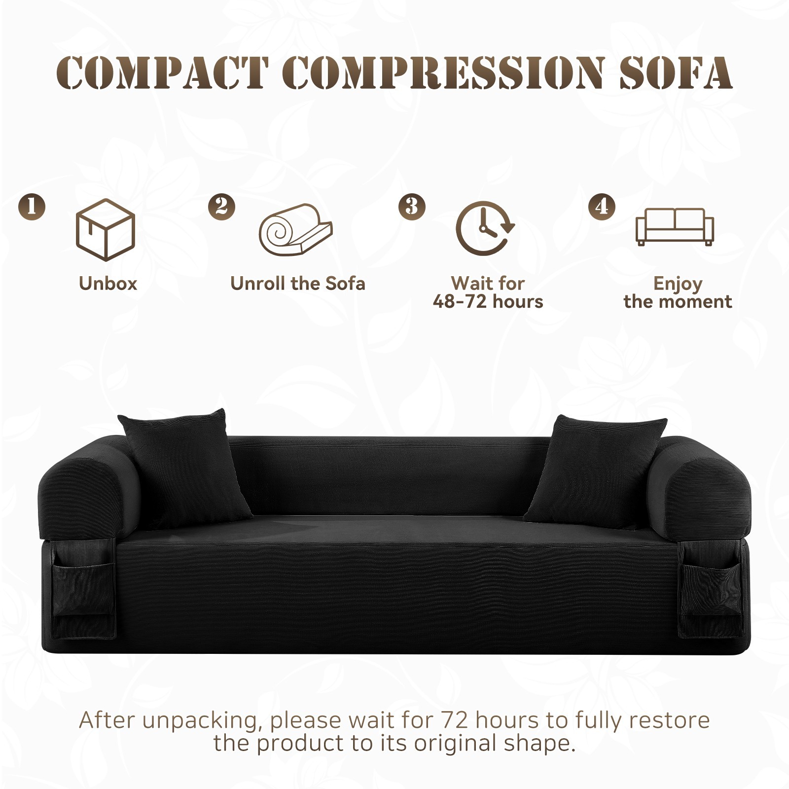 2-in-1 Convertible Sofa Bed,Corduroy Cloud Floor Boneless Couch for Living Room