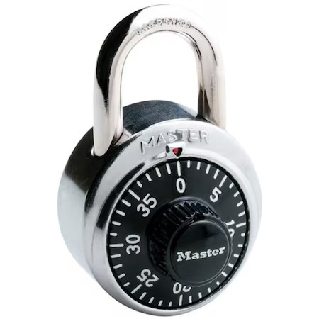 Master Lock 1502 Combination Padlock, Center, Black/Silver