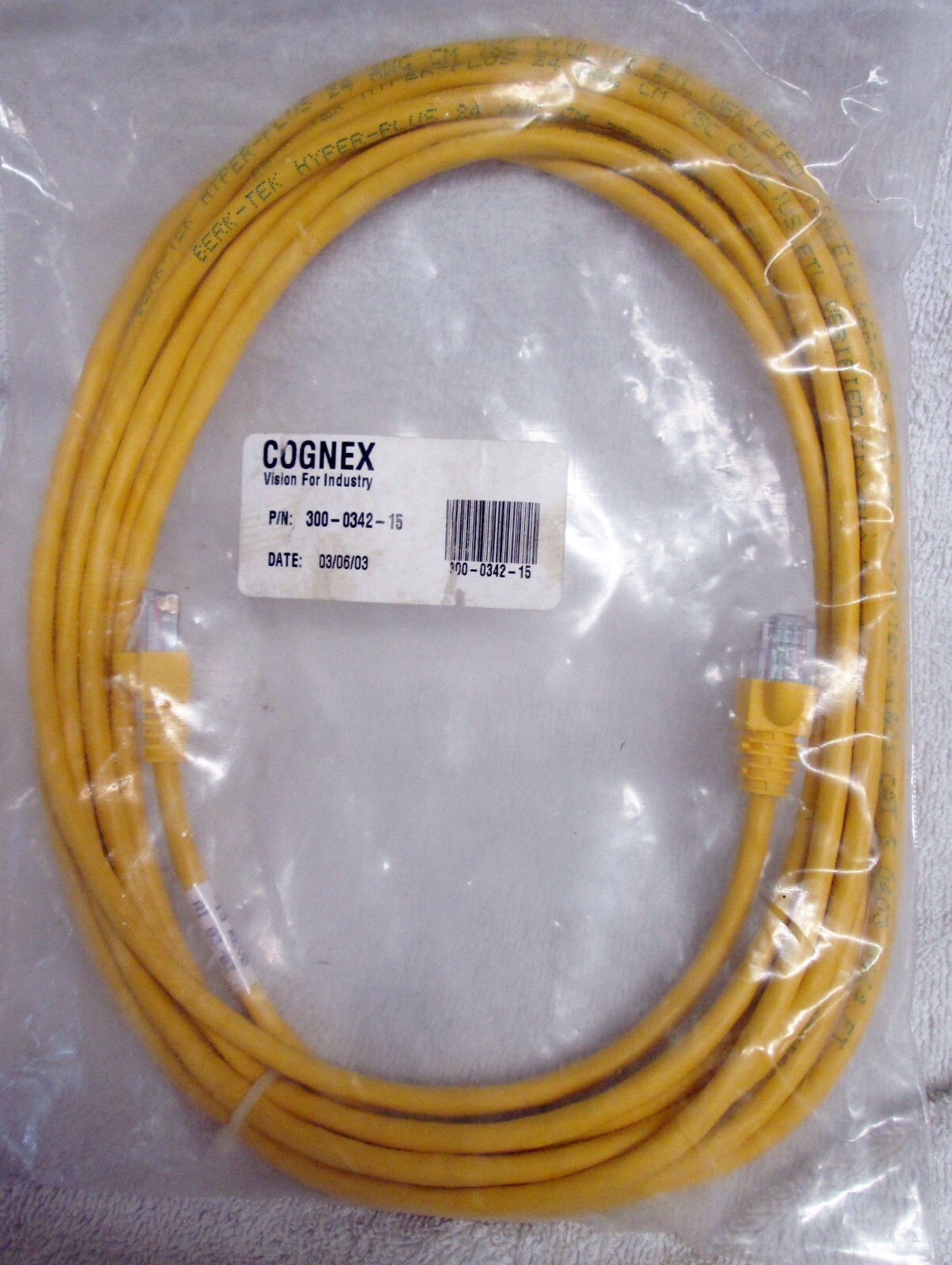 CAT5 ETHERNET CABLE 15’ (STRAIGHT THROUGH) MACHINE VISION PLC COGNEX 300-0342-15