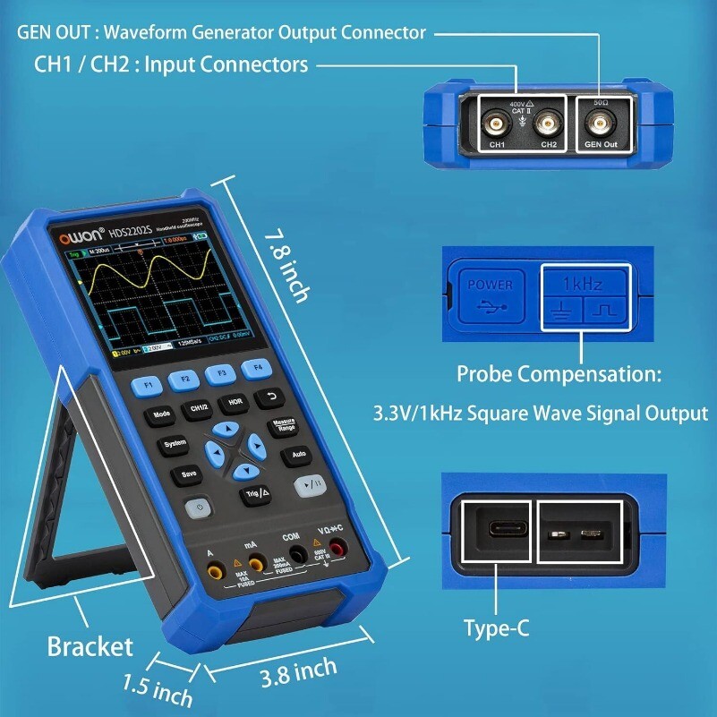 HDS2202S Handled Digital Oscilloscope for OWON HDS200 Series High Performance--