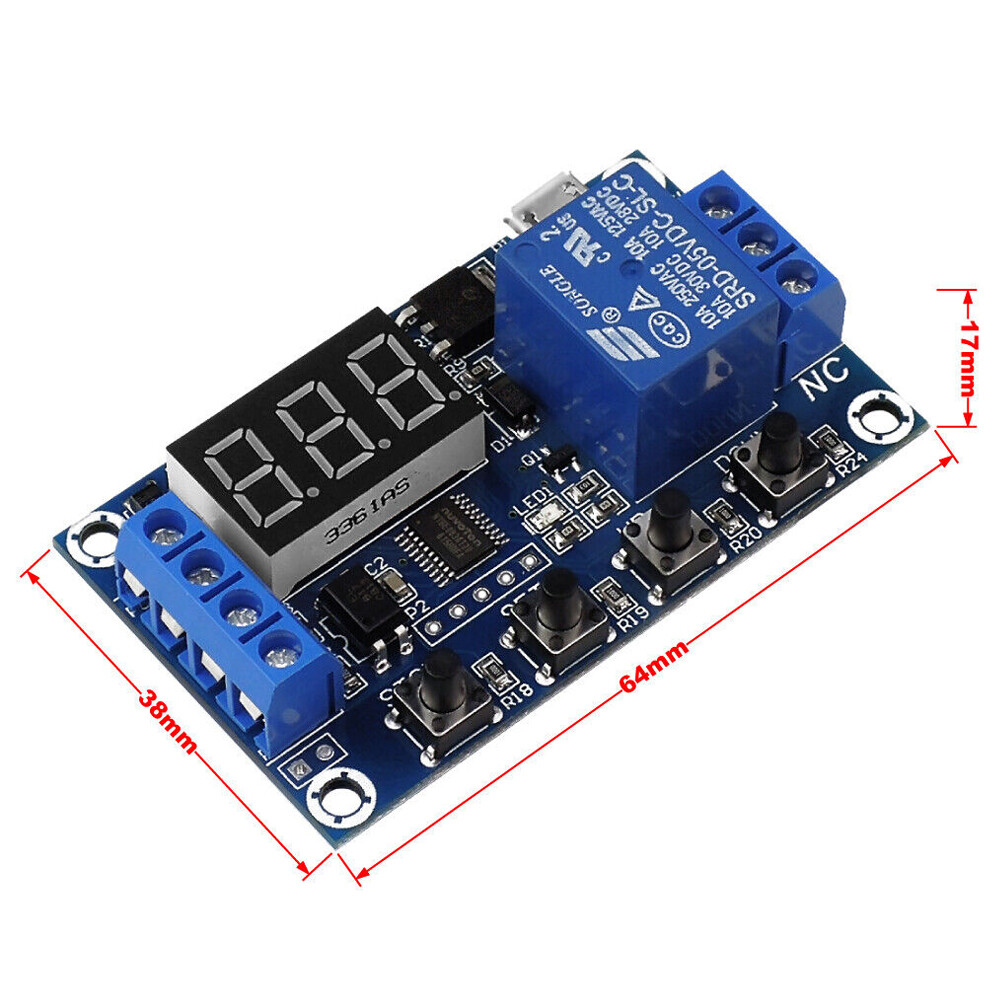 2pc DC 6-30V 1-Way Relay Module Power-off Trigger Delay Cycle Timer Switch