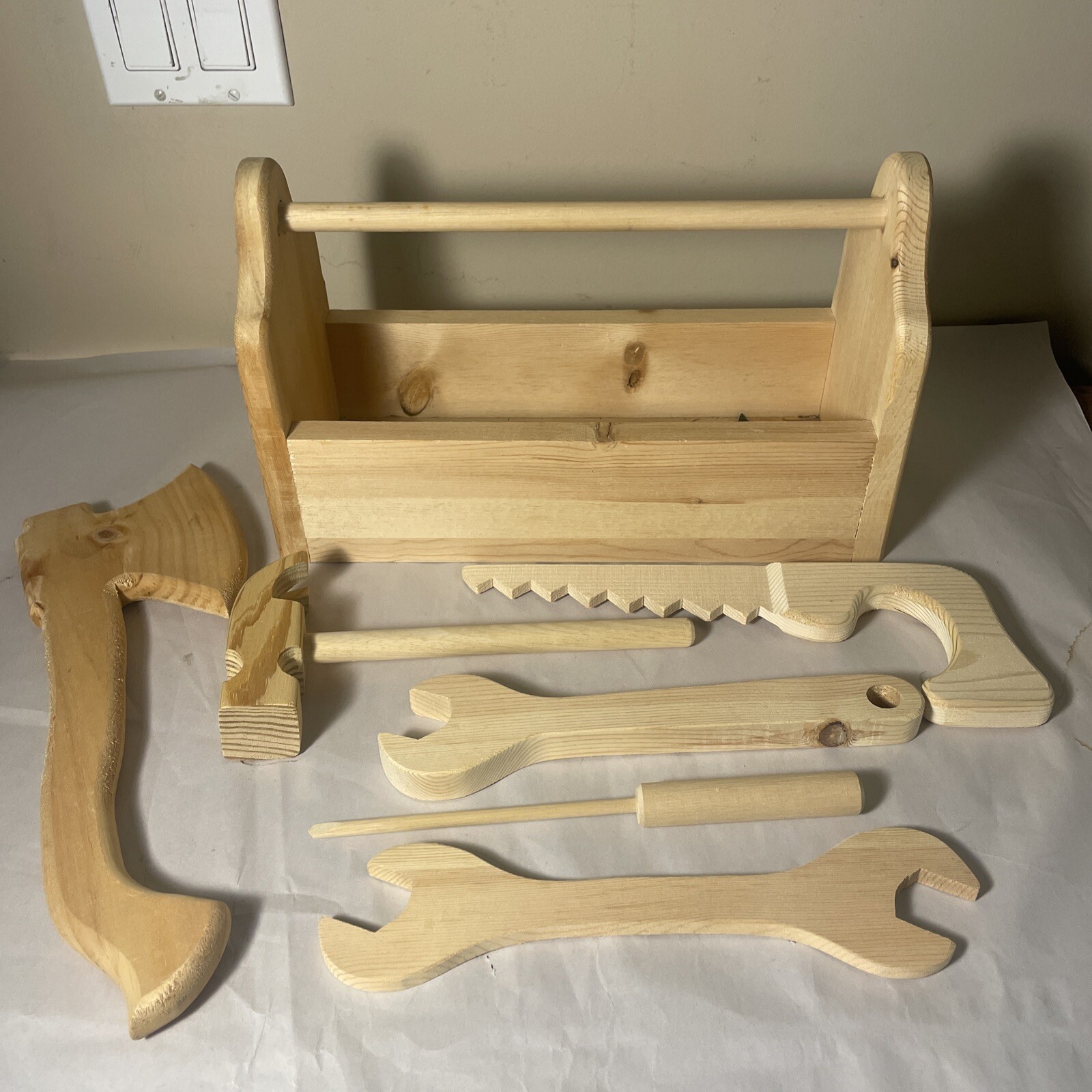 Tool Kit Wooden Tool Set for Kids Construction Paintable/Stainable