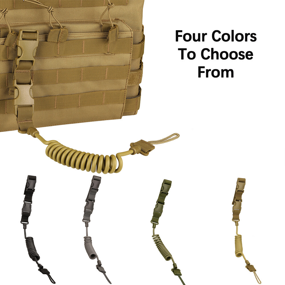 Tactical Heavy Duty Pistol Lanyard Coiled Sling Elastic Quick Release Gun Sling