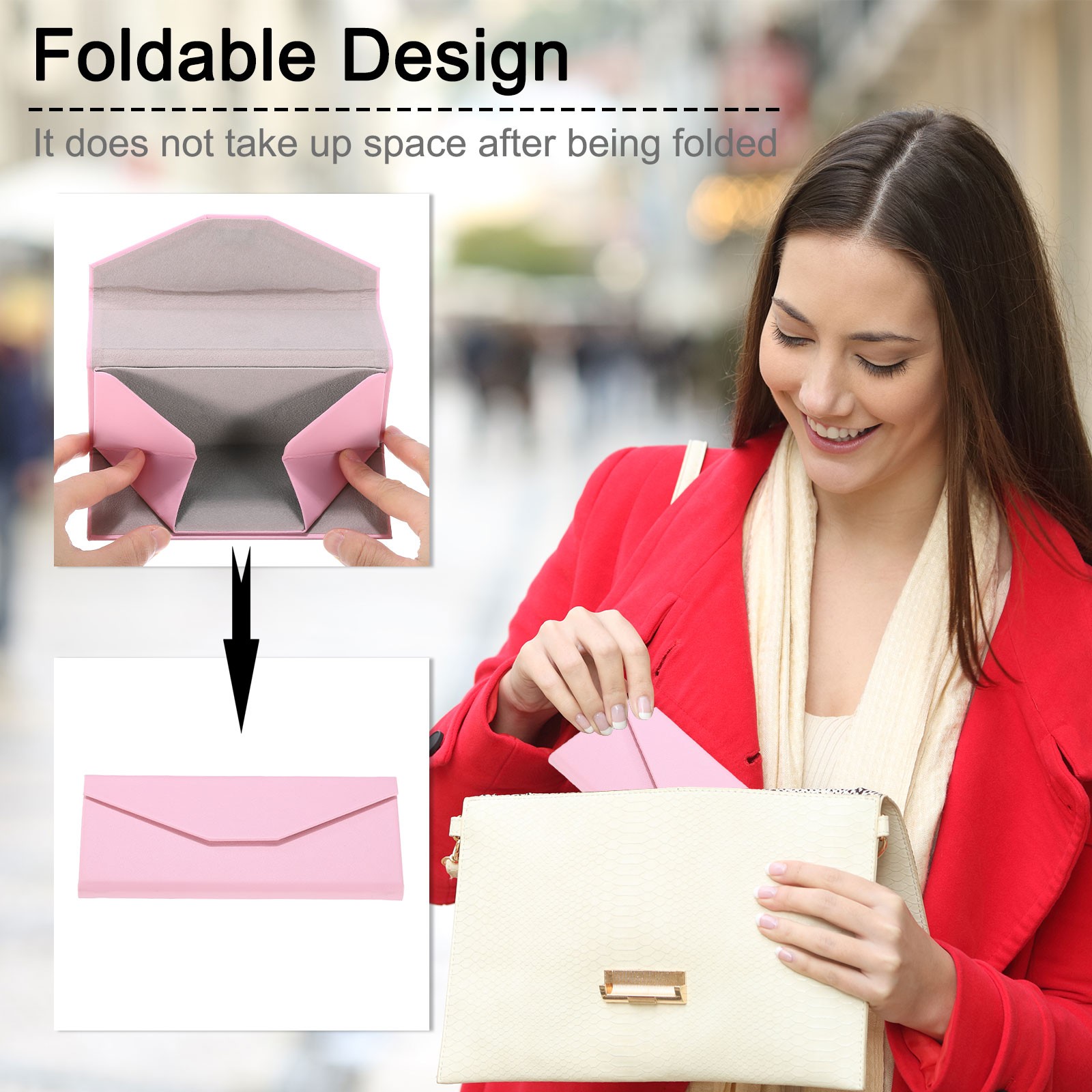 Foldable Glasses Case, Triangle Magnetic Sunglasses Case, Blue