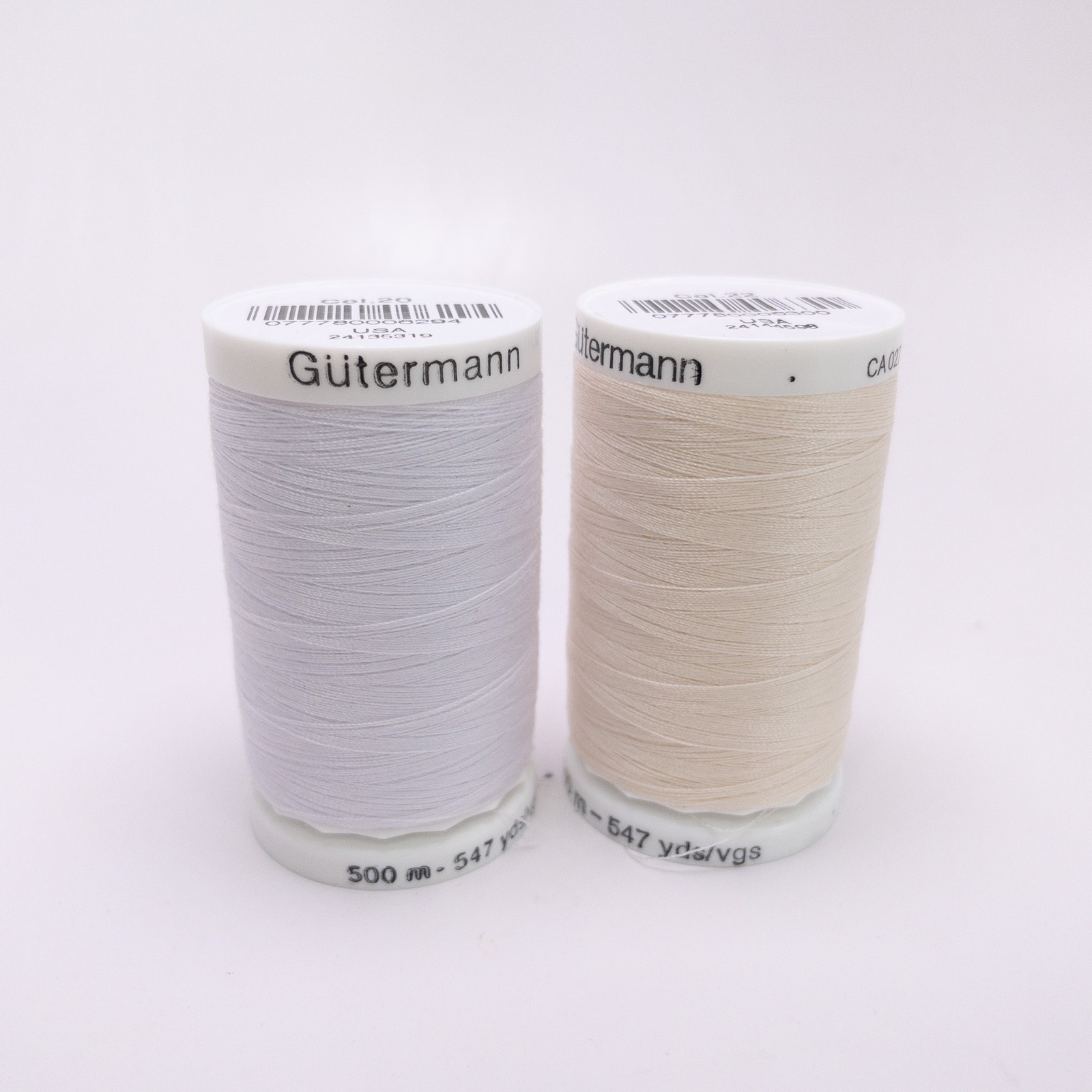 Gutermann Sew-All Thread 547 Yd 2-Pack Nu White & Eggshell Polyester Sewing