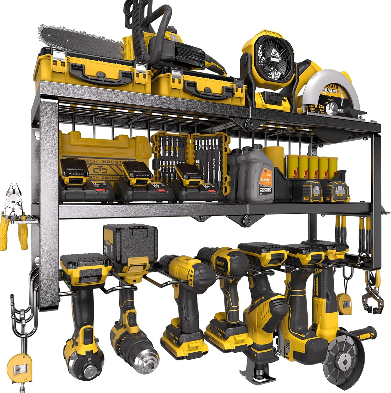 Power Tool Organizer for Tool Storage, Drill Holder Wall Mount with Screwdriver