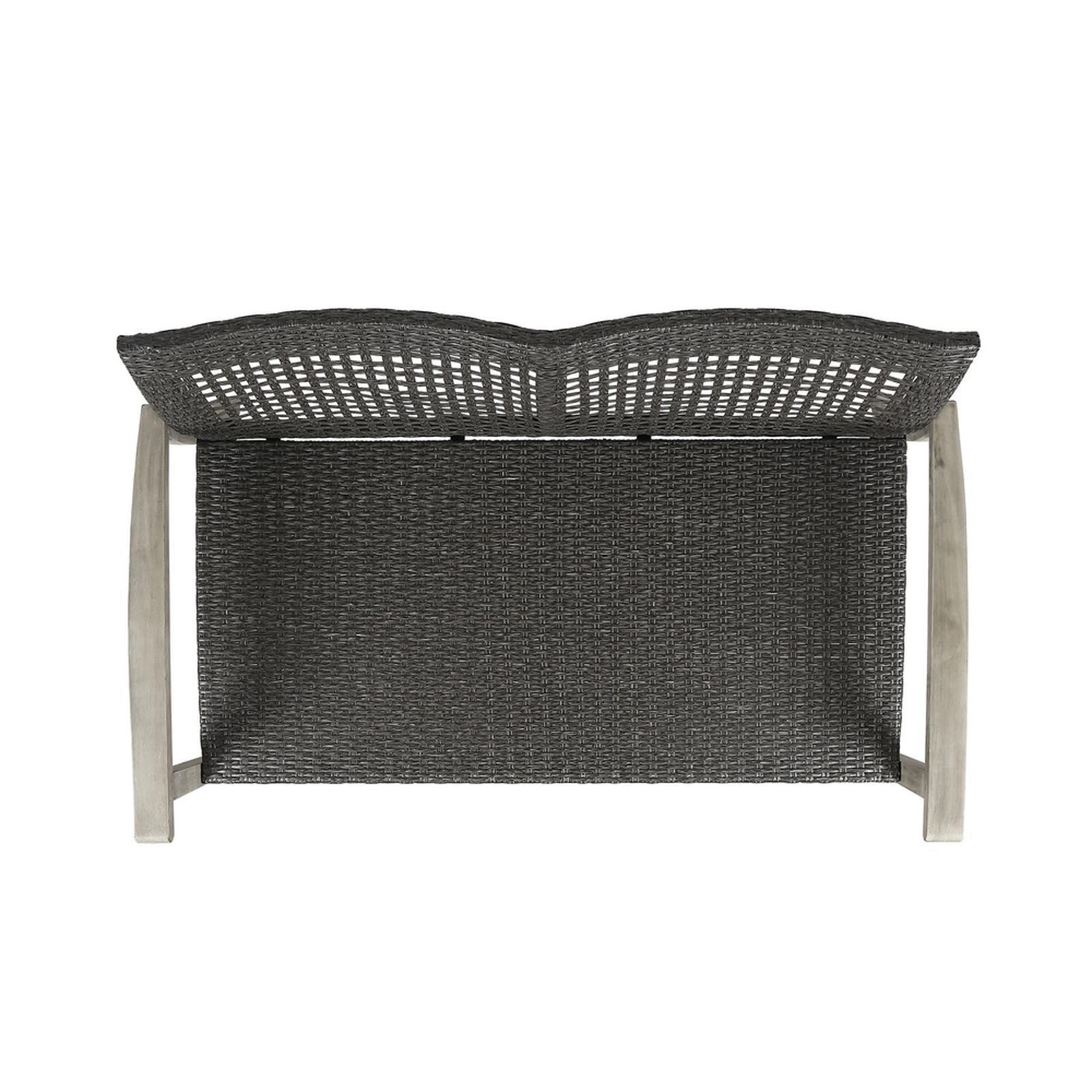Handwoven Wicker + Acacia Wood Loveseat with Iron Accents – Cozy 2-Seater for