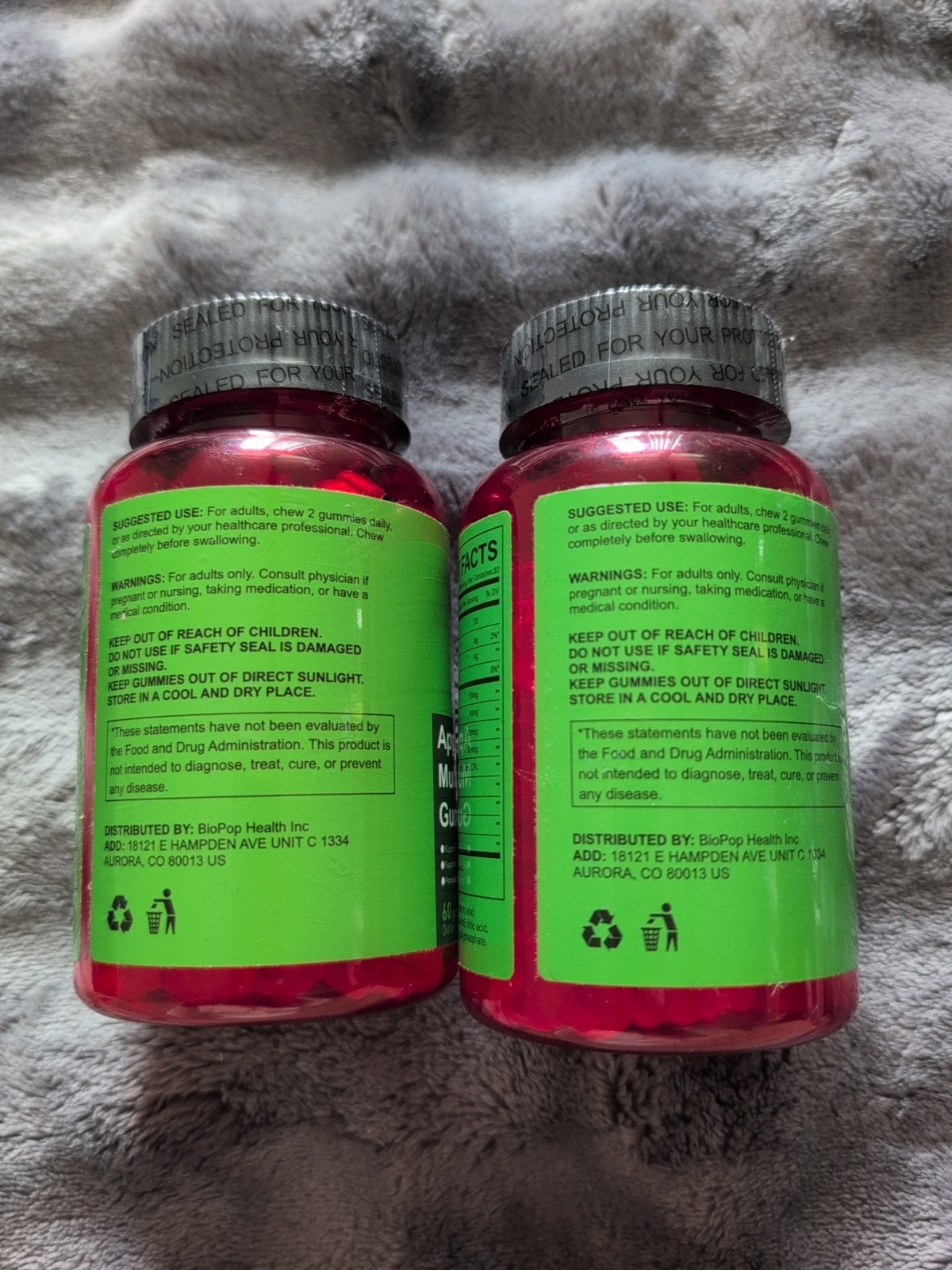 💞Lot of 2 💞Apple Cider Vinegar Multivitamin Gummies Each 60 gummies