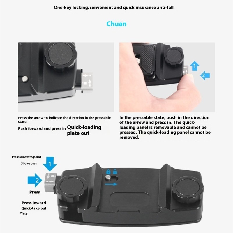 Heavy Duty Aluminum Backpack Camera Clip Mount Strap Clamp Universal Quick