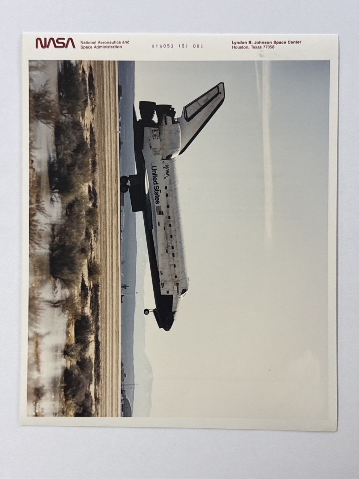 NASA STS 53 Shuttle Discovery Landing Edwards AFB Purple Numbered Press Photo 5