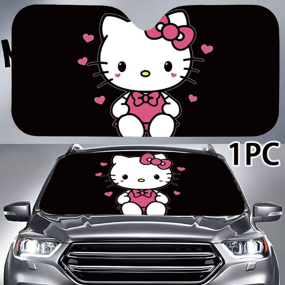 Approved 1pc Hello Kitty Design Car Sun Visor for the Front Windshield, Easy to
