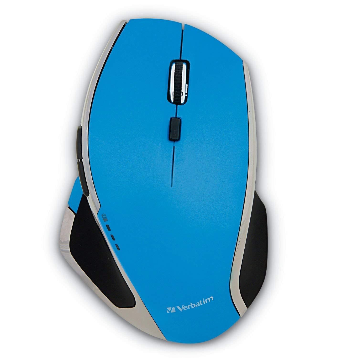 BLUE Verbatim Wireless 8-Button Mouse for Mac Windows Desktop PC Laptop Gaming
