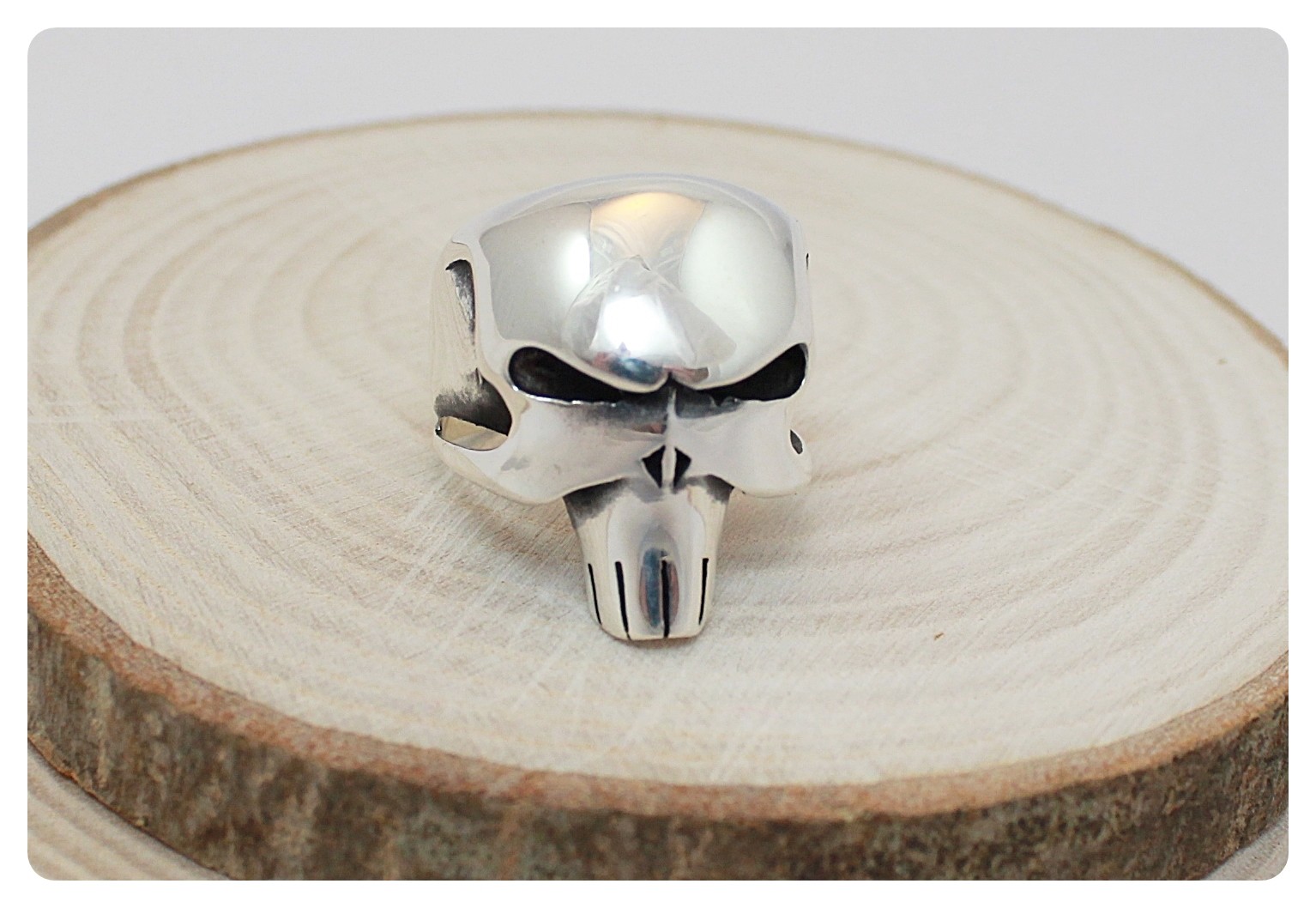 925 Sterling Silver Skull Punisher Men's Ring