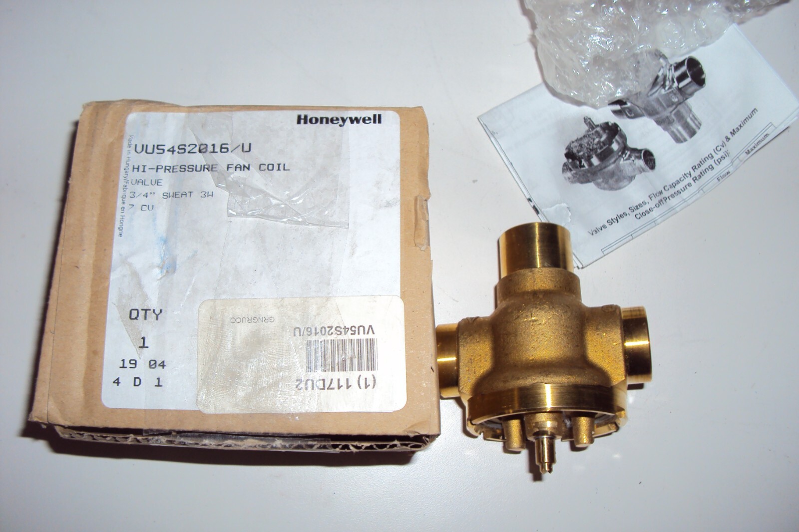 Honeywell VU53N1033/U Two-Way Fan Coil Valve
