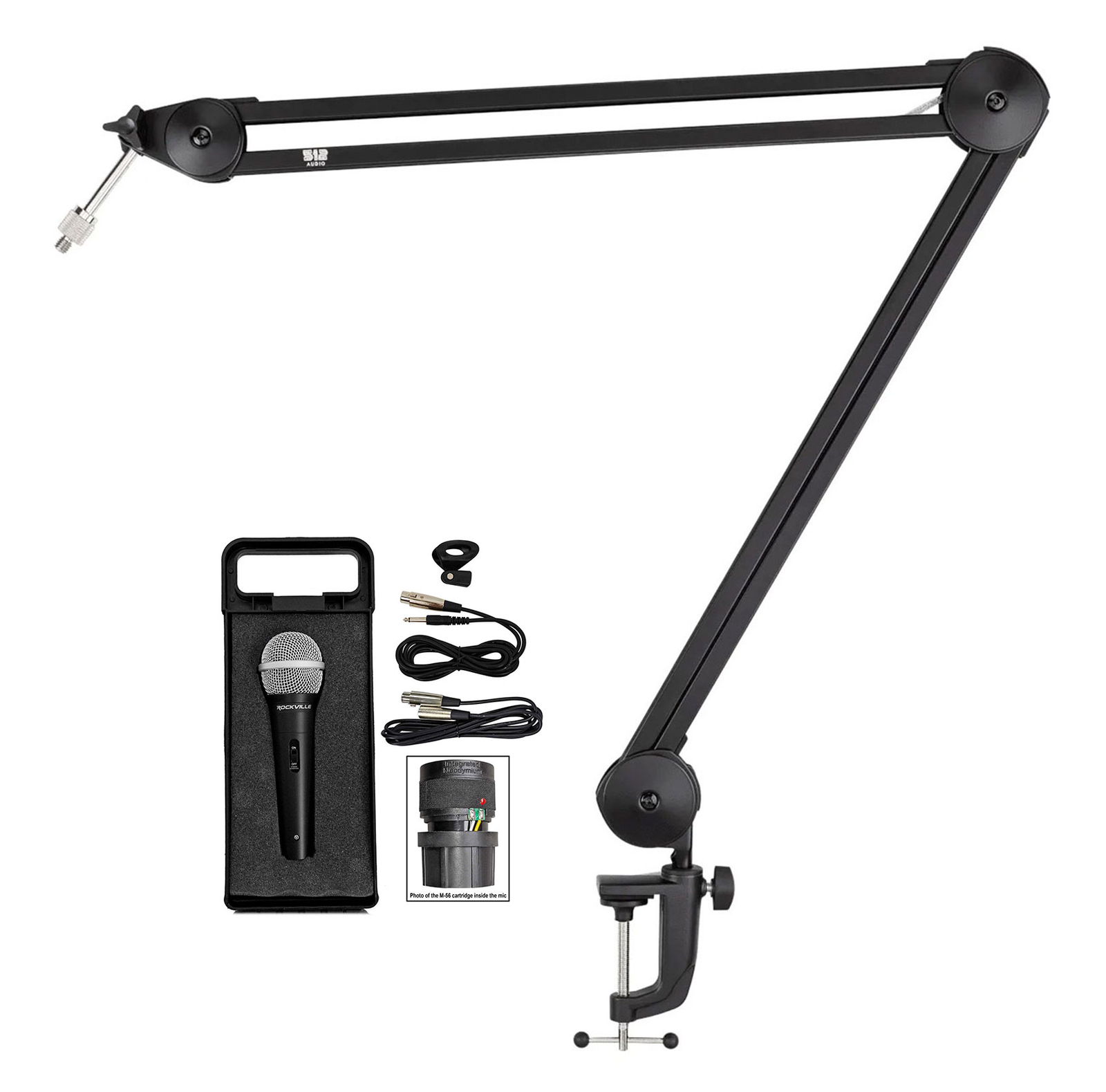 Warm Audio 512-BBA 31" Adjustable Microphone Boom Arm Mic Stand+Dynamic Mic
