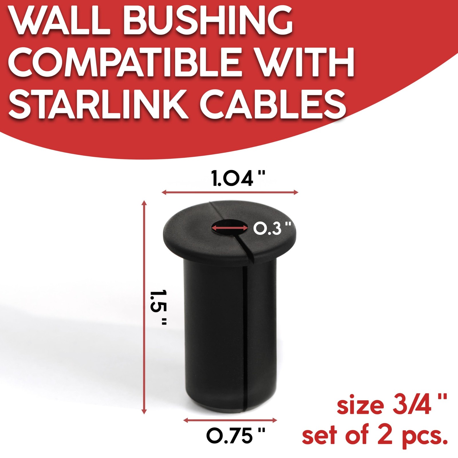 2 Pack 3/4 inch Silicone Wall Bushing Compatible with Starlink, Waterproof Ca...
