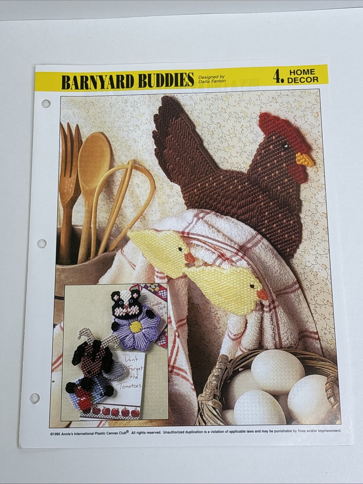 Barnyard Buddies Towel Holder & Magnet Annie's Attic Plastic Canvas Pattern Page