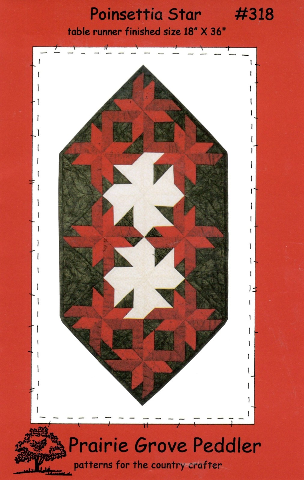 Poinsettia Star Table Runner Pattern by Prairie Grove Peddler 318