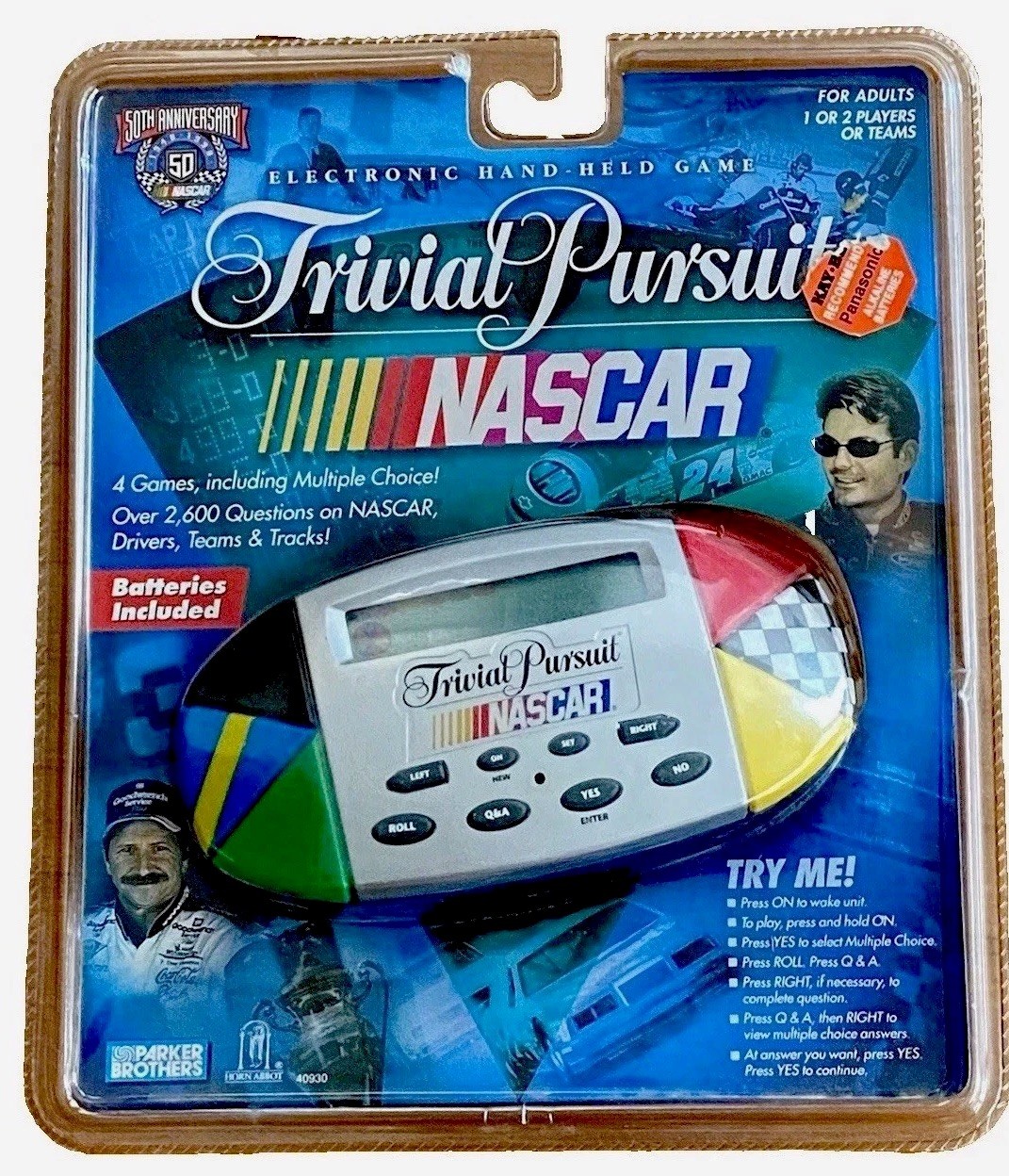 NASCAR 1998 Trivial Pursuit Handheld Electronic Game By Parker Brothers NEW