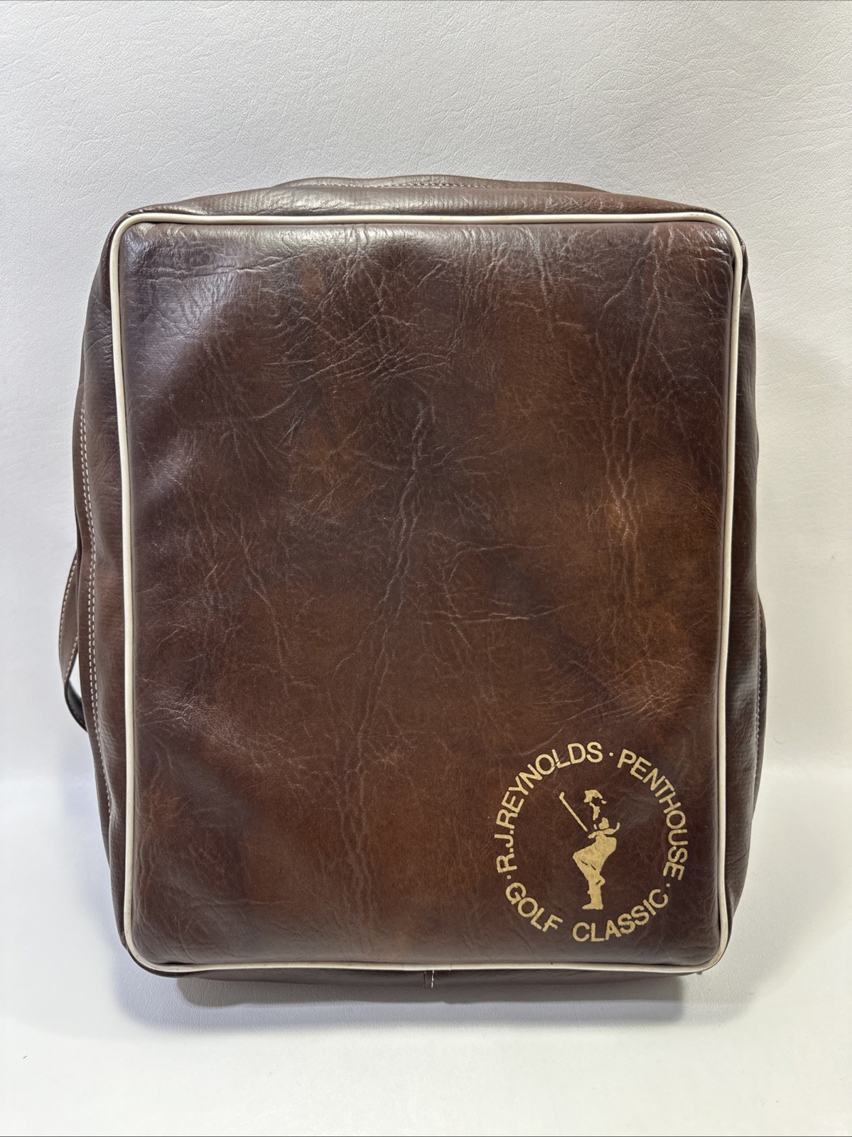 VTG Brown Padded Zip Around Messenger Bag R.J. Reynolds Penthouse Golf Classic