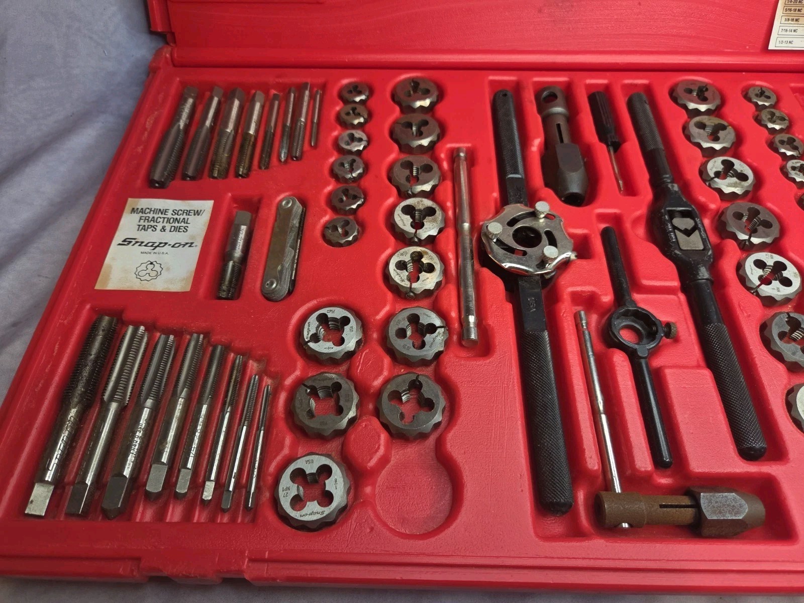 Nice Snap On TDTDM500A 76 Piece Tap & Die Set (Missing One Die )
