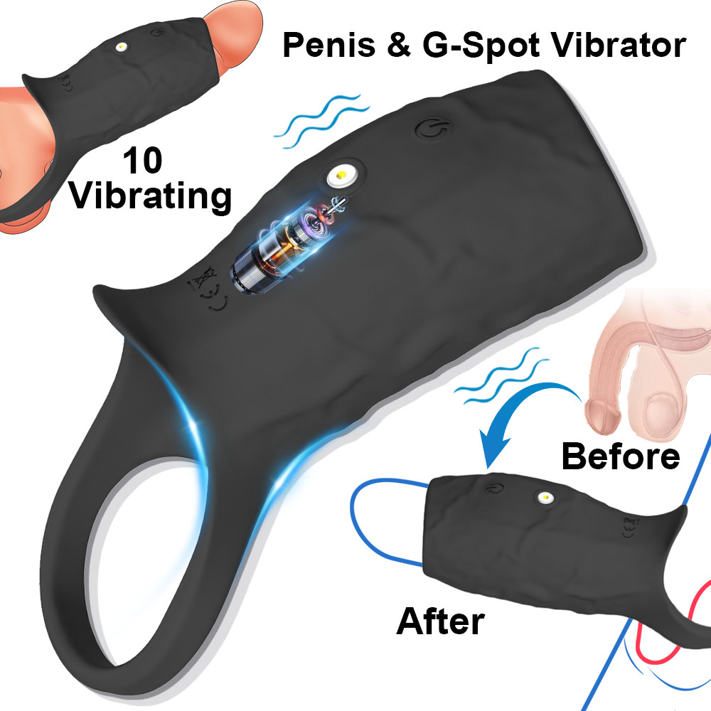 Vibrating Penis Extender Sleeve Cock Ring Vibrator Extension Men Couple Sex Toys