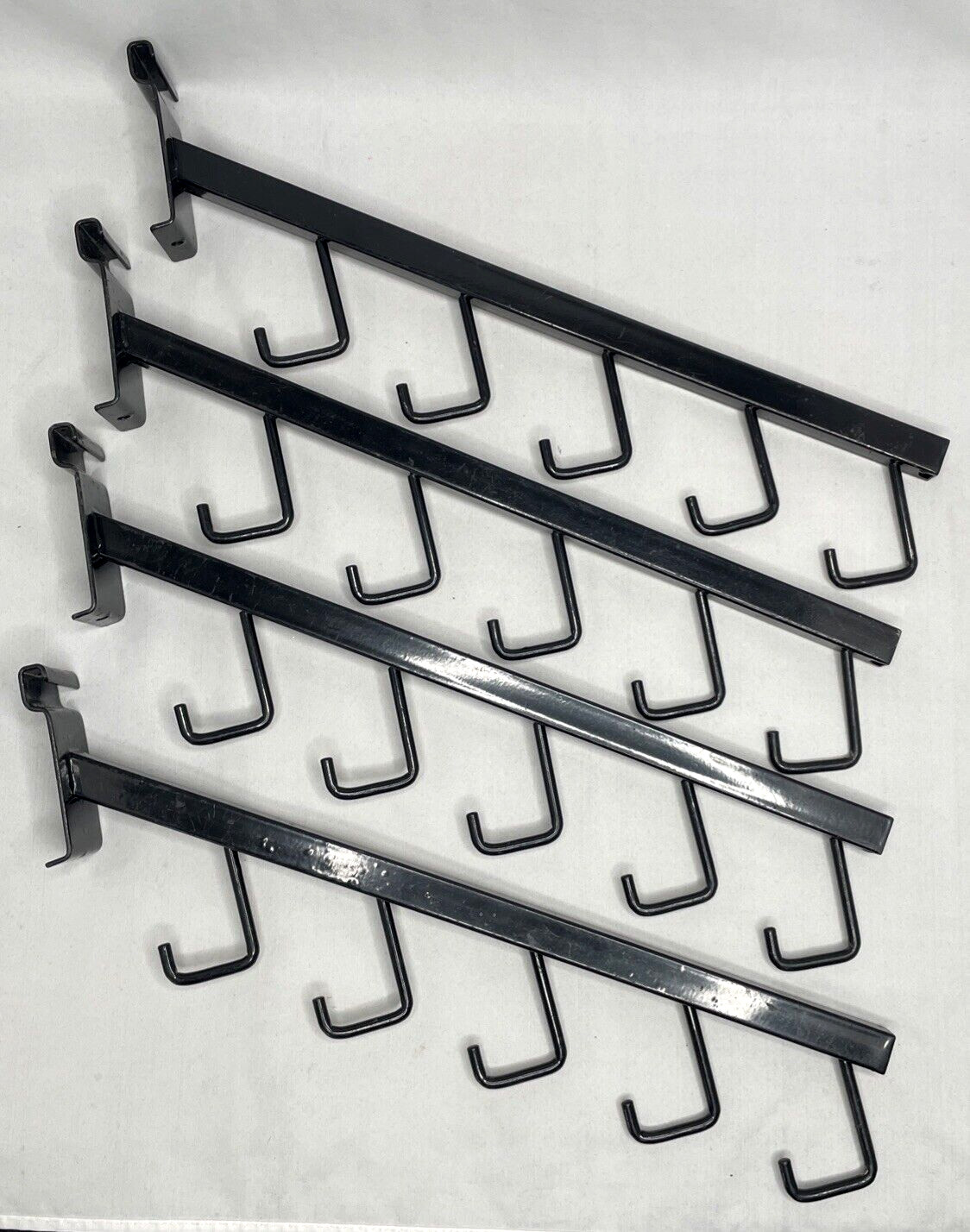Four 16" Waterfall 5 Peg Wire Wall Grid Purse/Heavy Item Hooks - Used Black EUC!