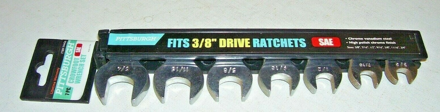Pittsburgh Open End Crowfoot Wrench Set 94426 7-Piece SAE Set 3/8" - 3/4", NOS