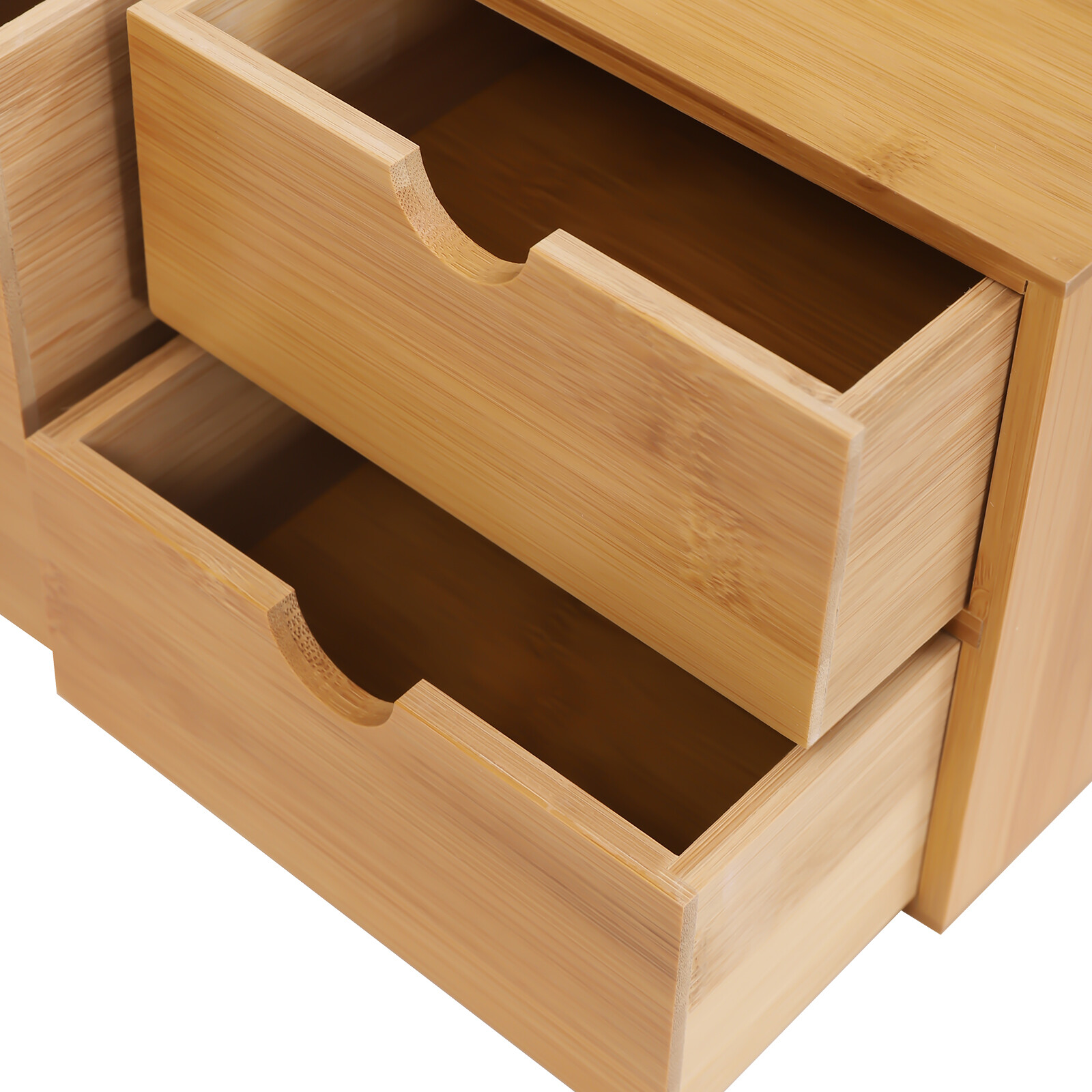 Office Desk Organizer Drawers Desktop Storage Bamboo Box Storage Recess Handle