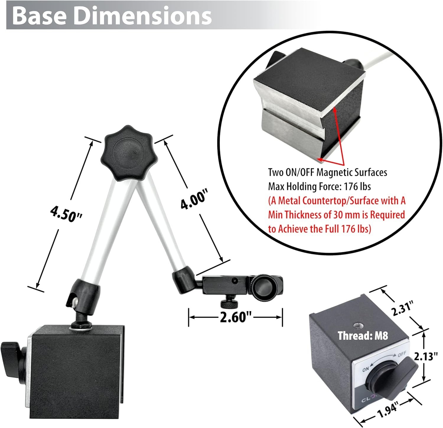 Magnetic Base Flexible Arm Stand for Digital Dial Indicator