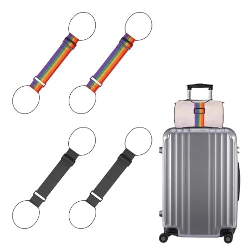 4 Pcs Luggage Straps Suitcase Adjustable Elastic Belt, Add-a-Bag Bungee Travel