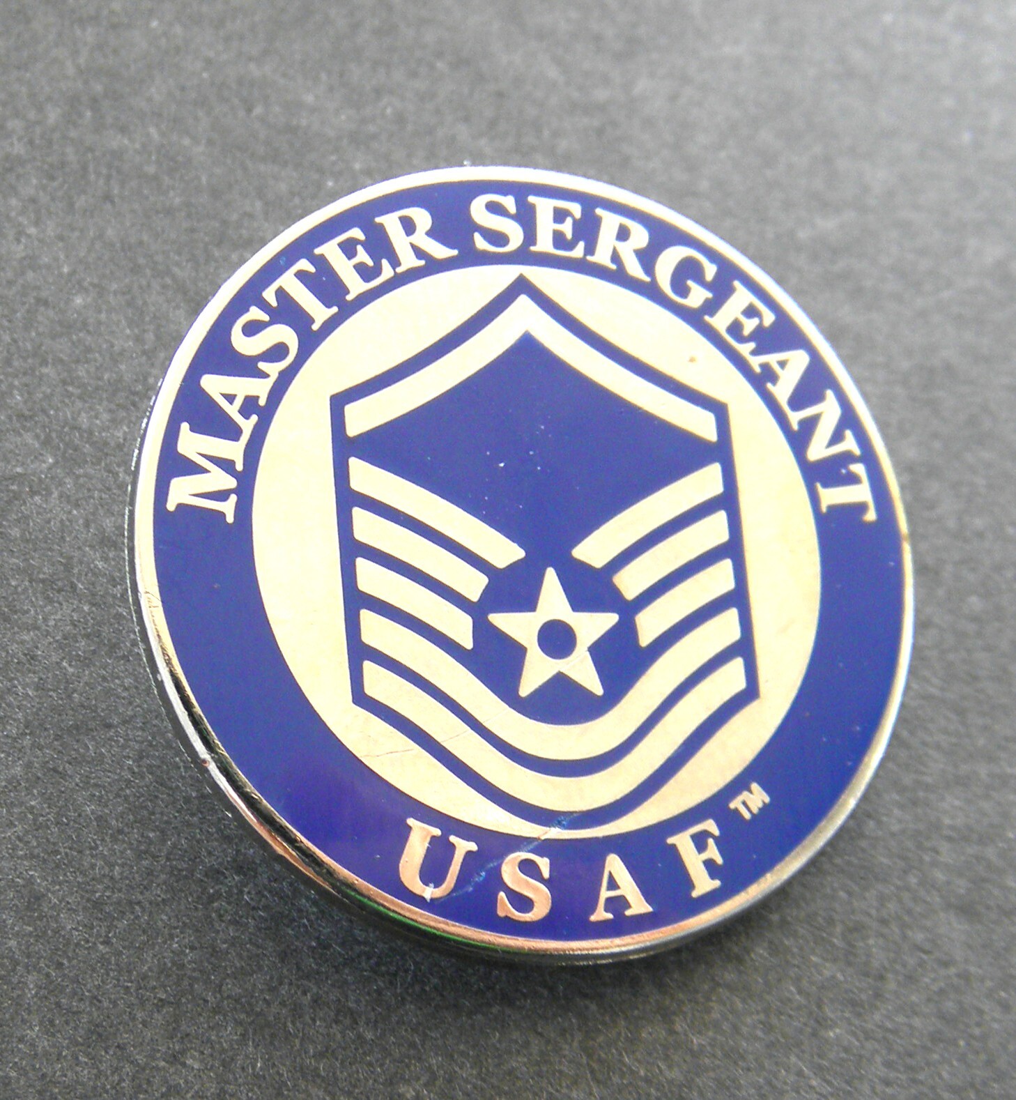 Silver Blue Master Sergeant USAF Air Force Lapel Pin Badge 1.1 inches