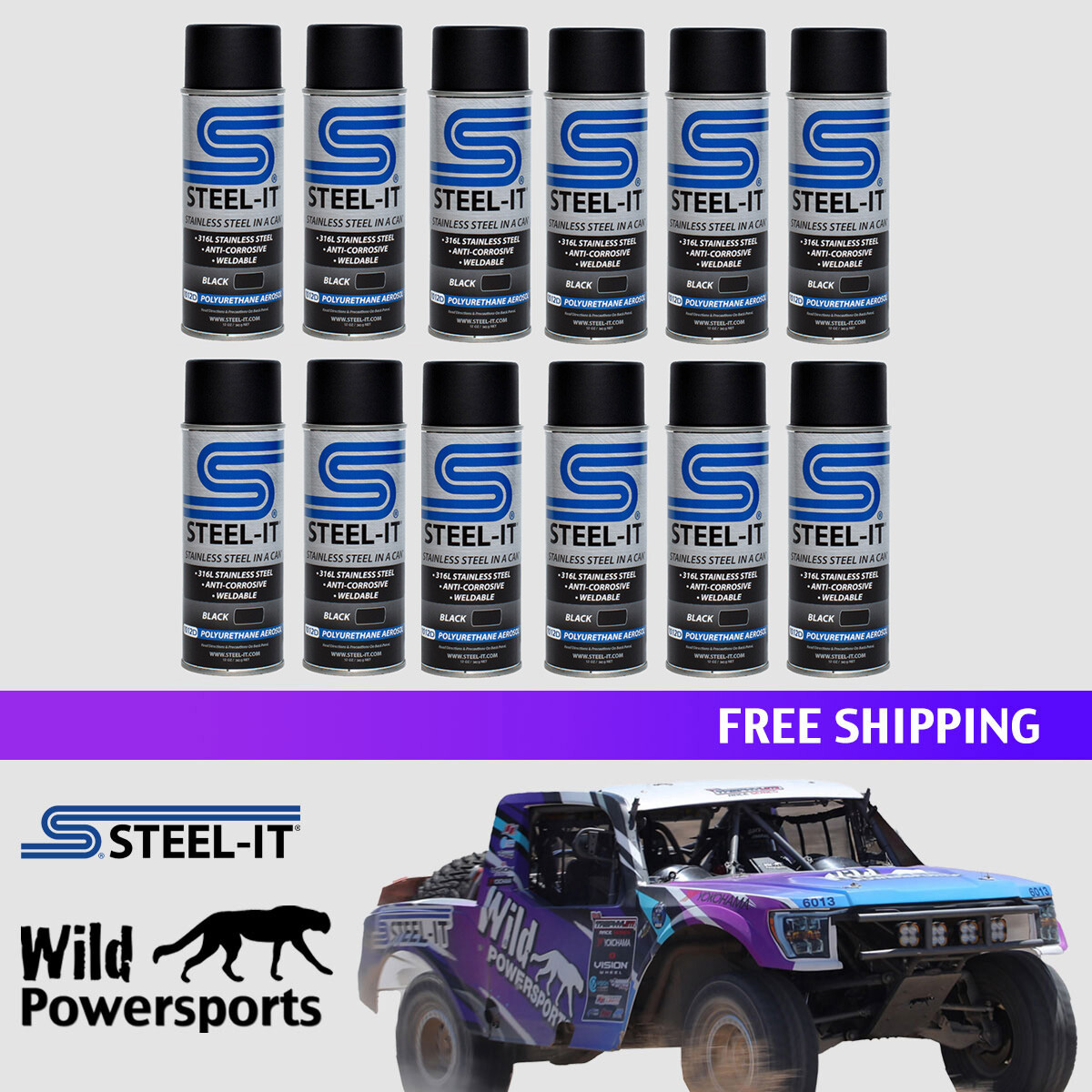 STEEL-IT BLACK Polyurethane 12oz Spray Can (12 Pack)