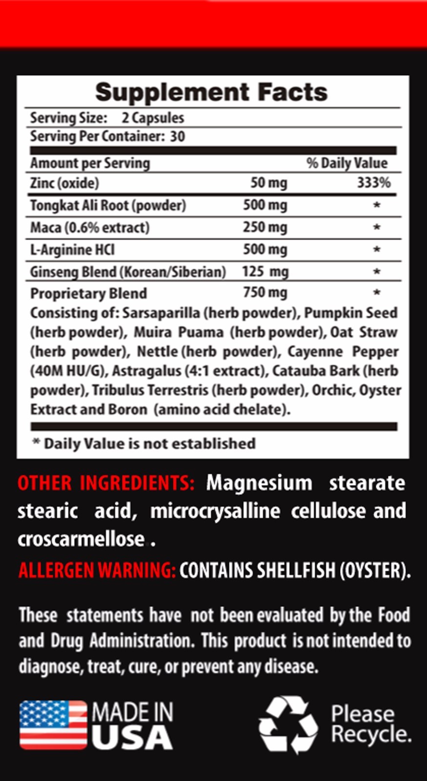 Male Stamina Pills - KING SIZE FOR SEX - Male Enhancement - 1 Bottle 60 Capsules