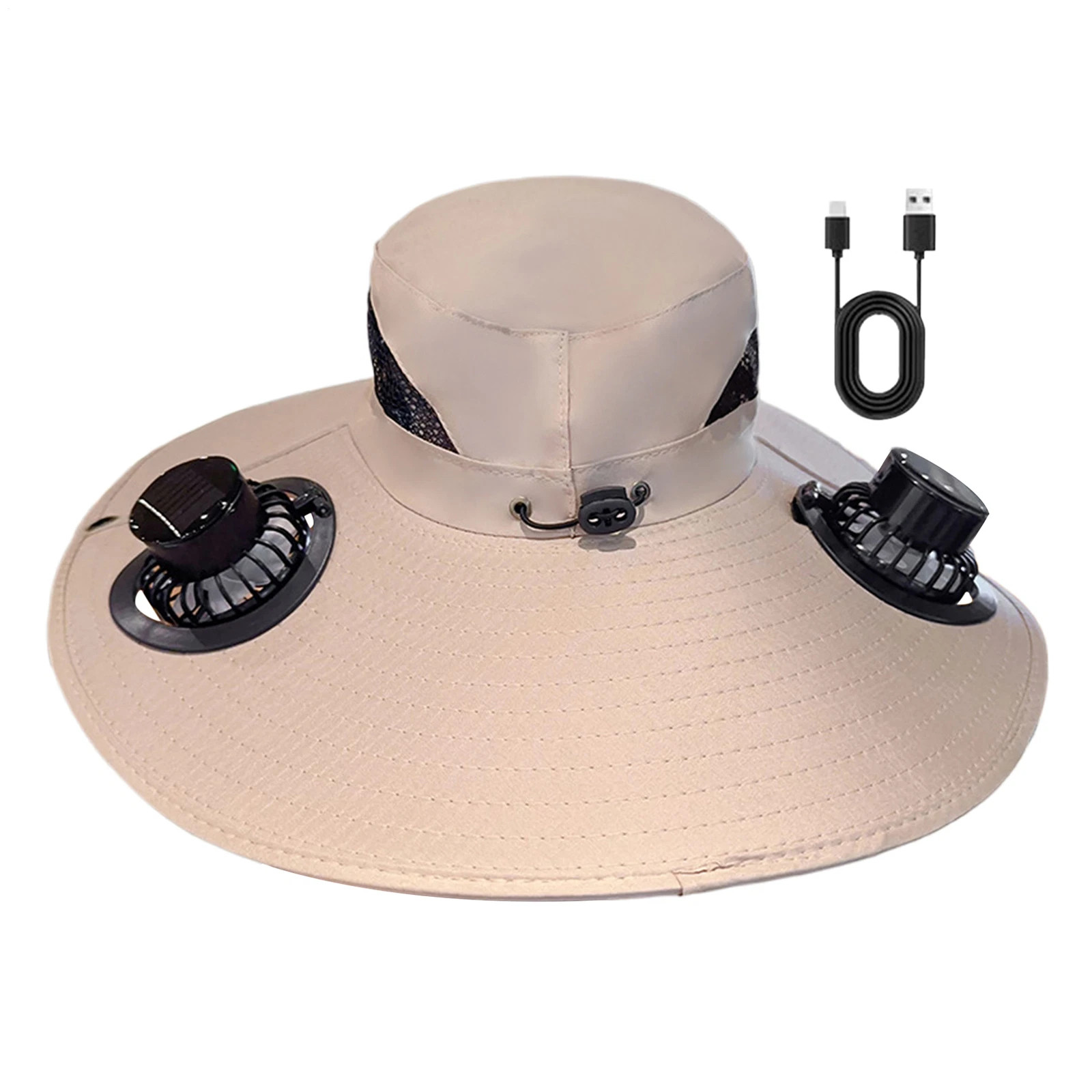 Solar & USB Powered Fan Outdoor Fishing Hat Sunscreen Sun Hat With Dual Fan New