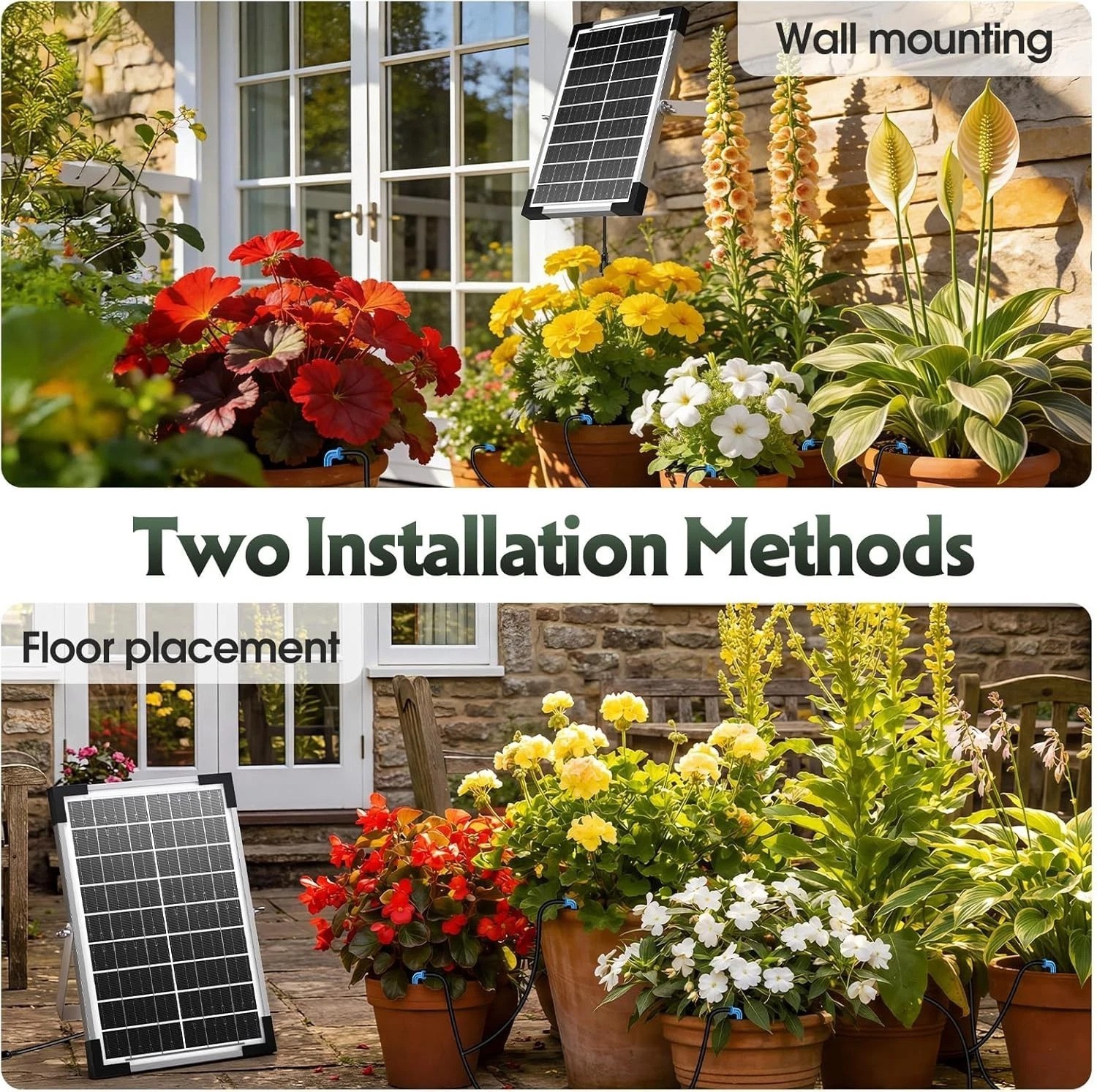 8W Solar Drip Irrigation System for Gardens, DIY Automatic Drip Kit, Supports...