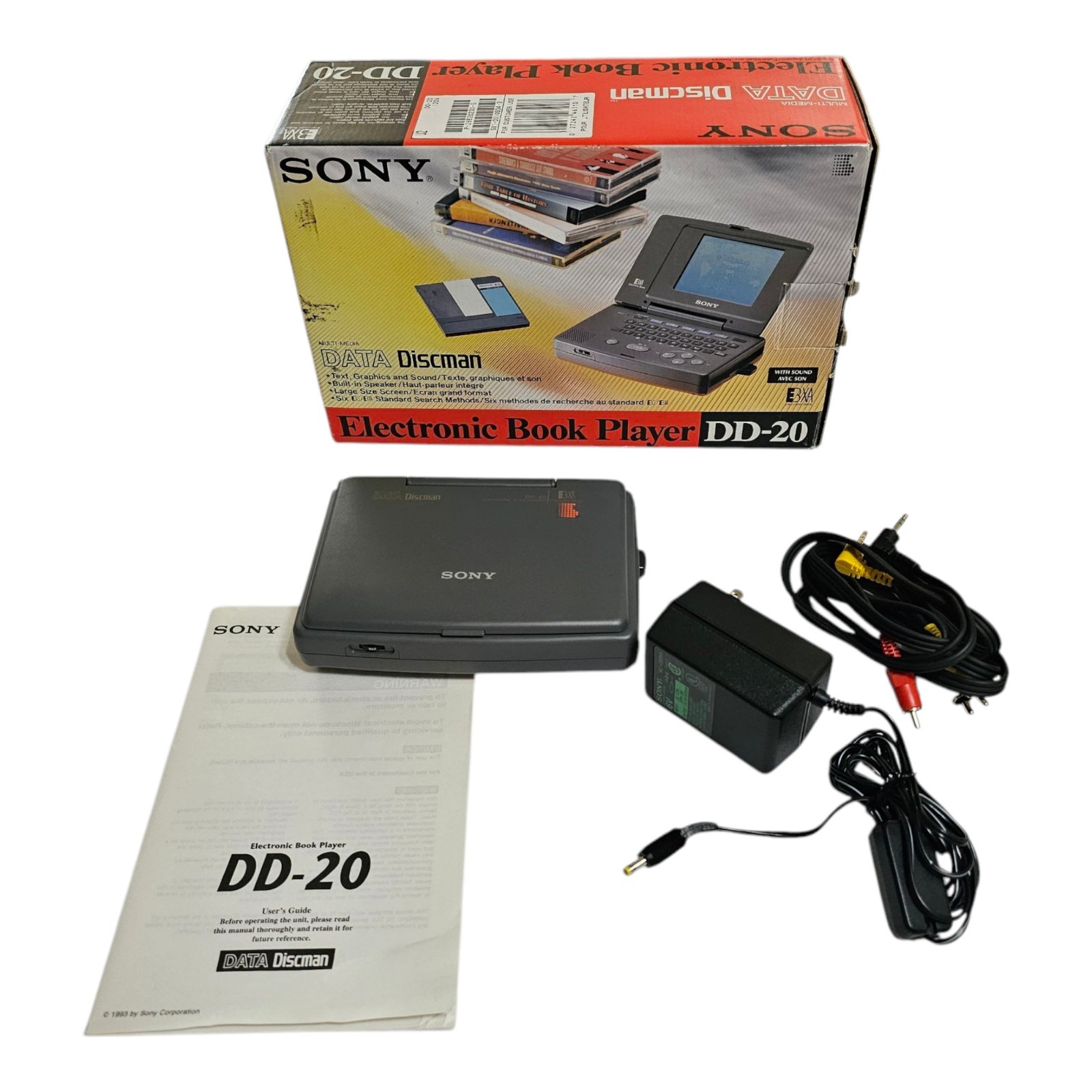 Vintage Sony DD-20 Electronic Book Player EBXA Data Discman, In Box - For Parts!