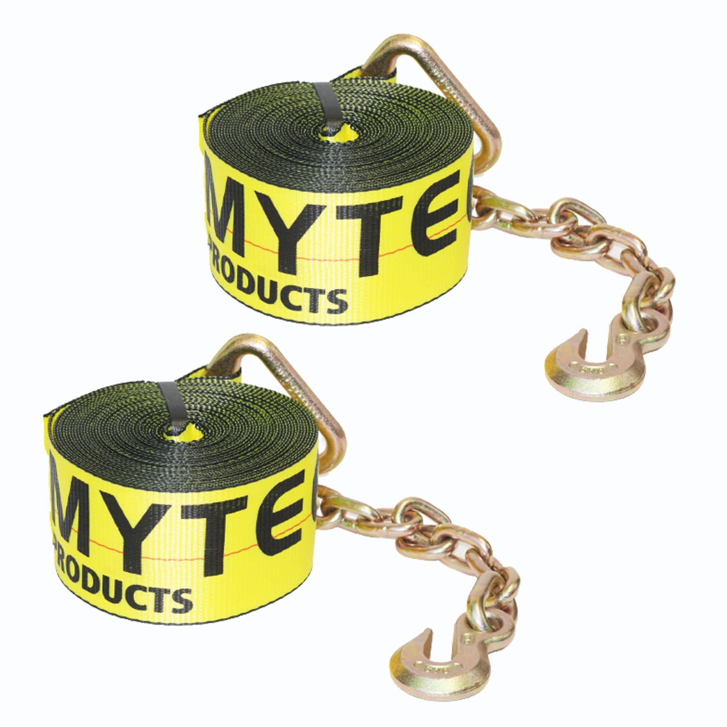 (2 Pack) 3 in. x 30 ft. Winch Strap with Chain Anchor