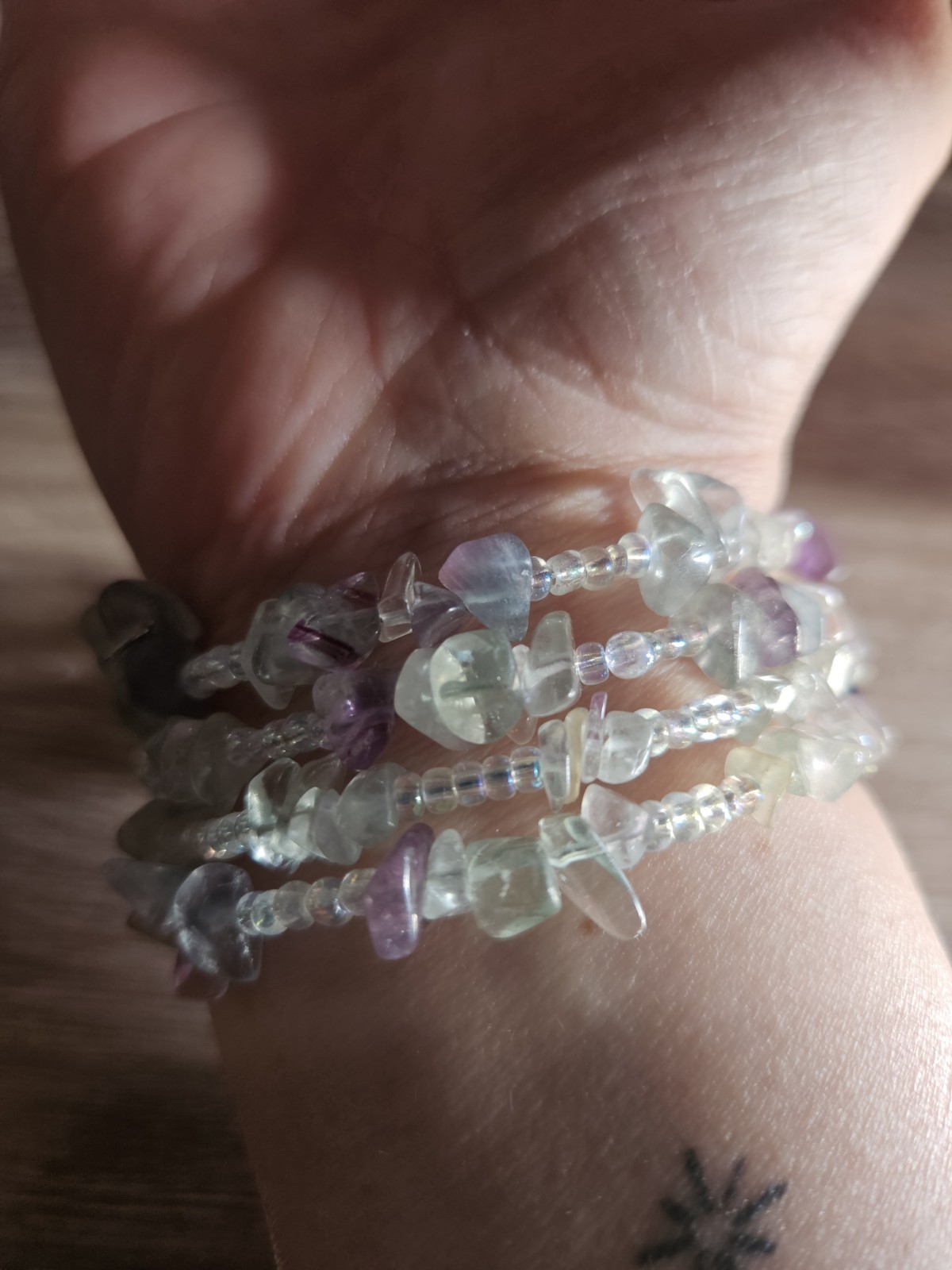 Beaded Coiled Multicolred Rainbow Fluorite Bracelet