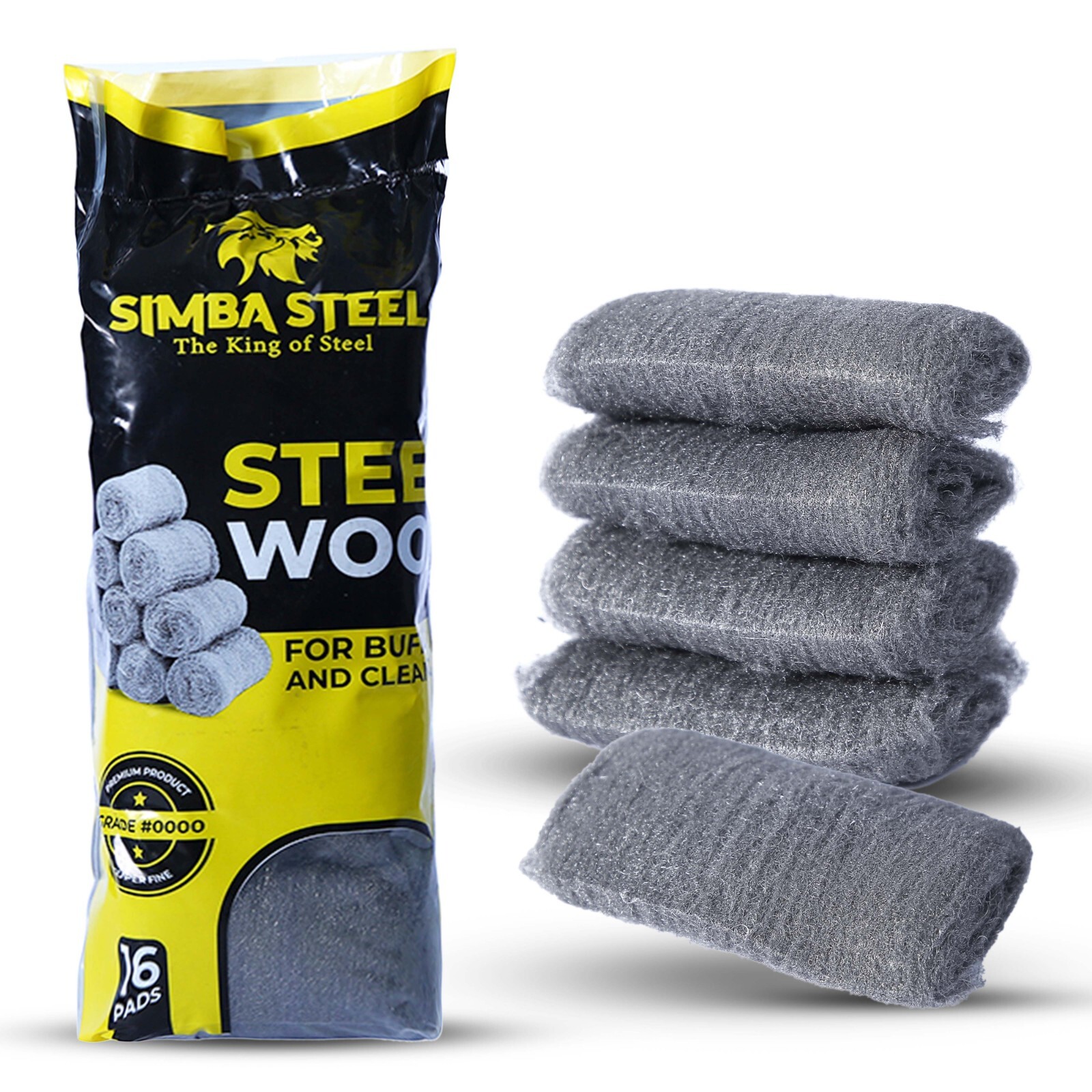16 Pads Steel Wool Grade #0000  Finest Grade for Furniture Cleaning Mice Control