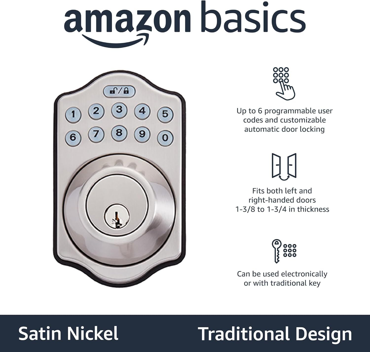 Electronic keypad deadbolt door lock with touch control keyless entry 1 pc.