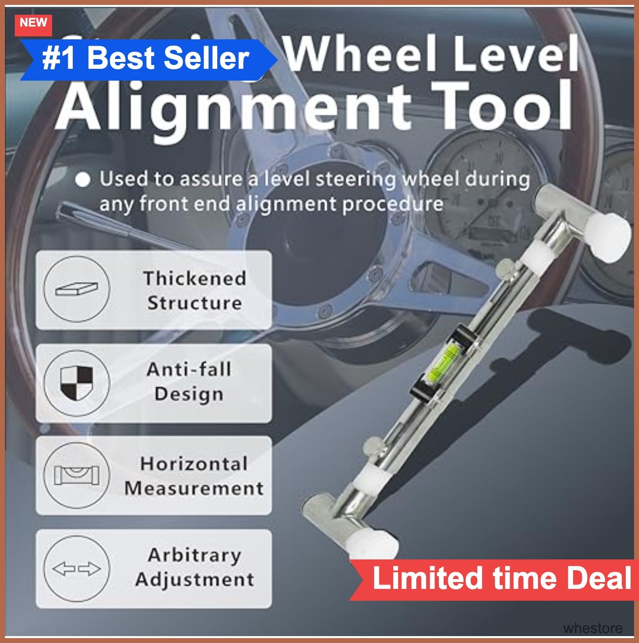 Steering Wheel Level Alignment Tool 300mm 350mm Internal Diameter Spring Loaded