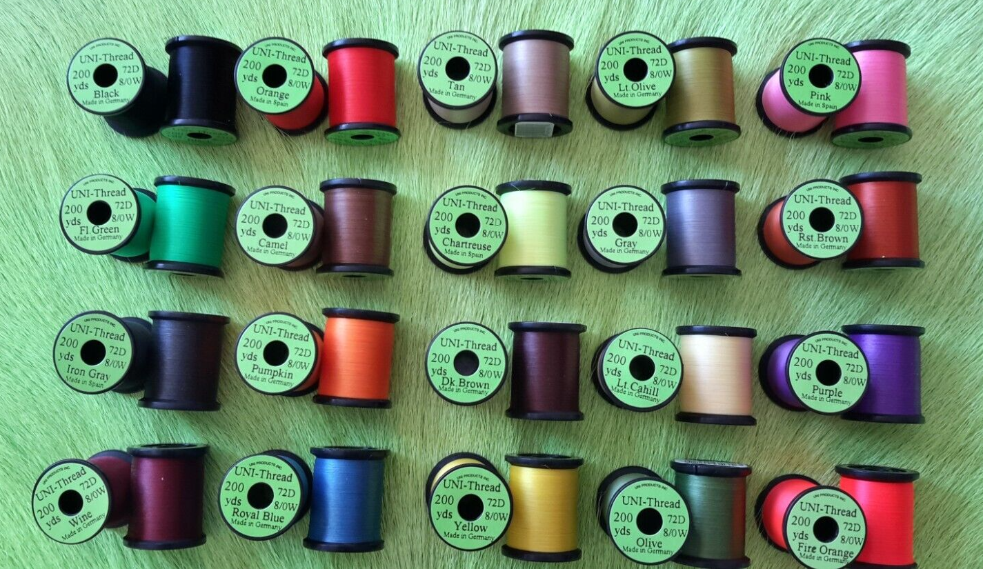 Fly Tying Thread Uni- thread (20) Spool Combo) Size 8/0 200 yard spools, 72 Den.