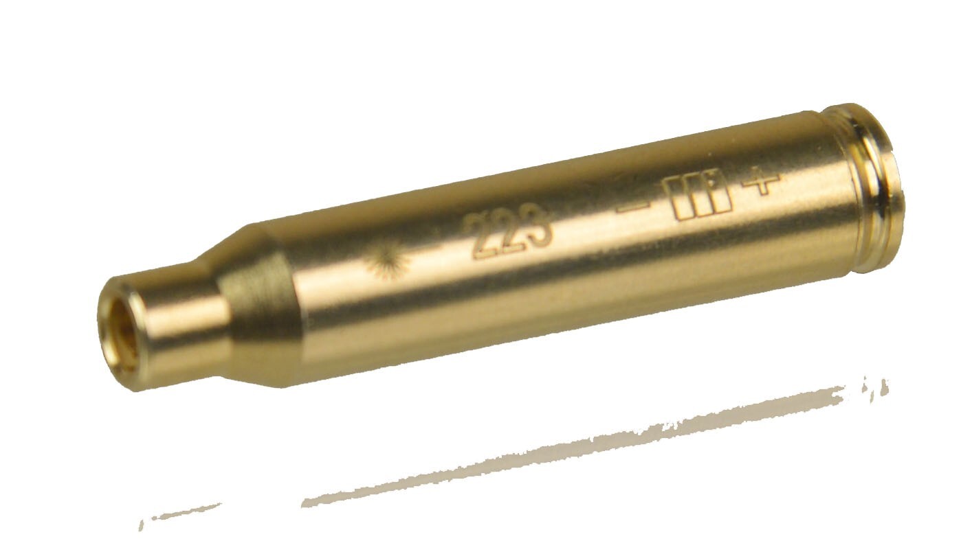 .223 5.56 Red Laser Chamber Bore Sighter, Battery, Brass, Free Buffer Polymer