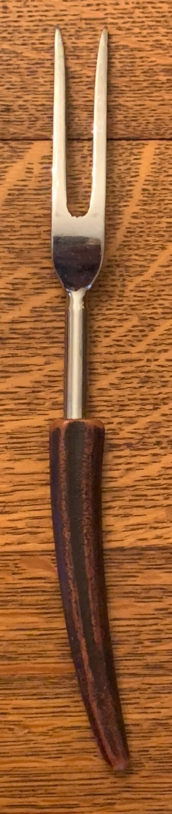 VTG resin Faux Antler Horn Handle Meat Turkey Steak Serving Fork stainless