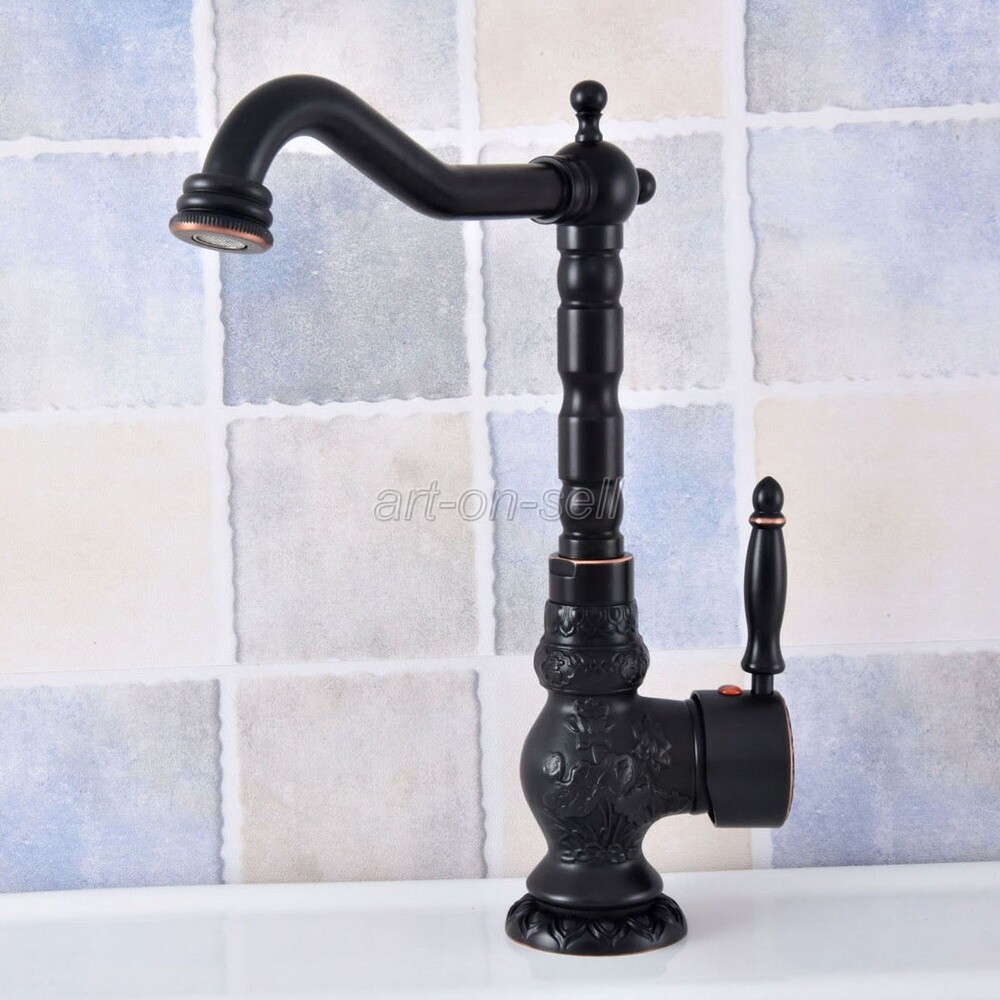 Black Oil Rubbed Bronze Swivel Spout Kitchen Sink Faucet Vessel Basin Mixer Tap