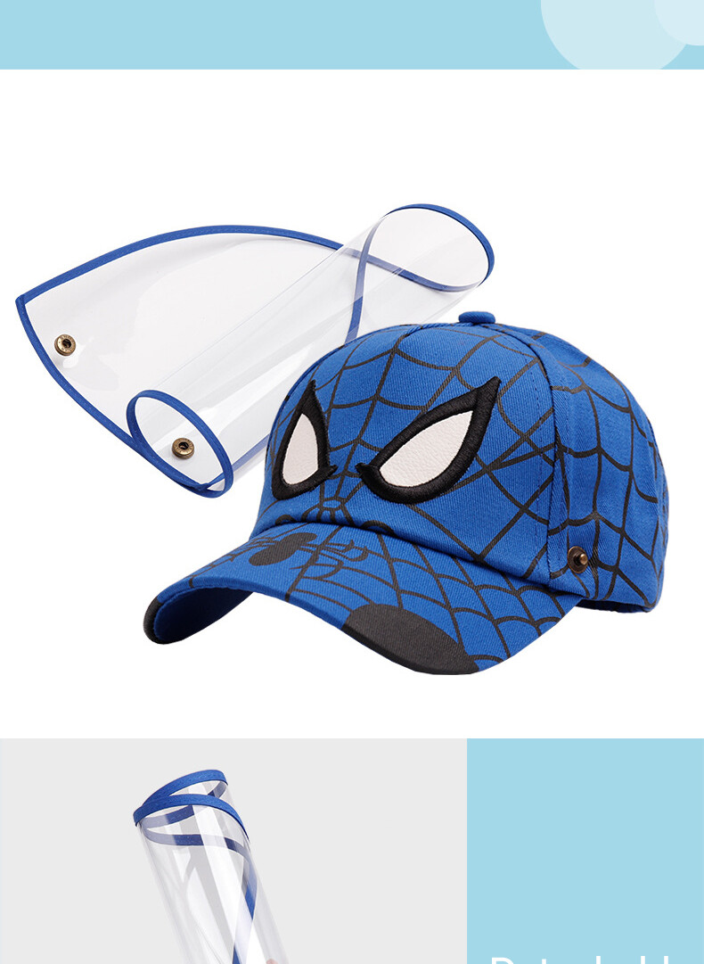 Kids Face Shield Cartoon Baseball Cap with Detachable Shield Dust/Splash/Splash/