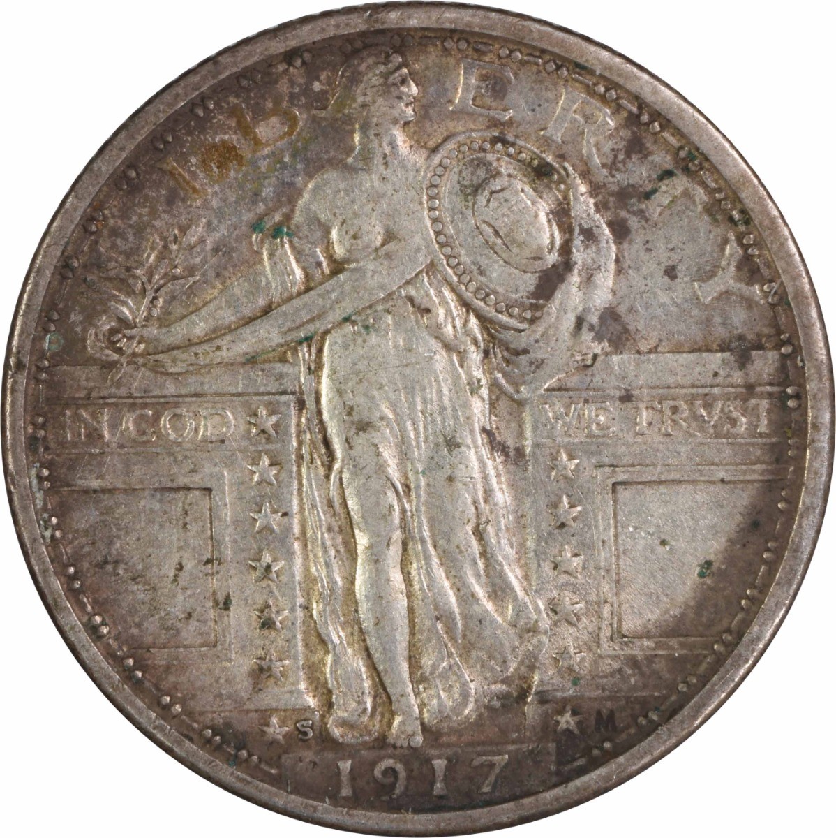 1917-S Standing Liberty Silver Quarter Type 1 EF Uncertified #714