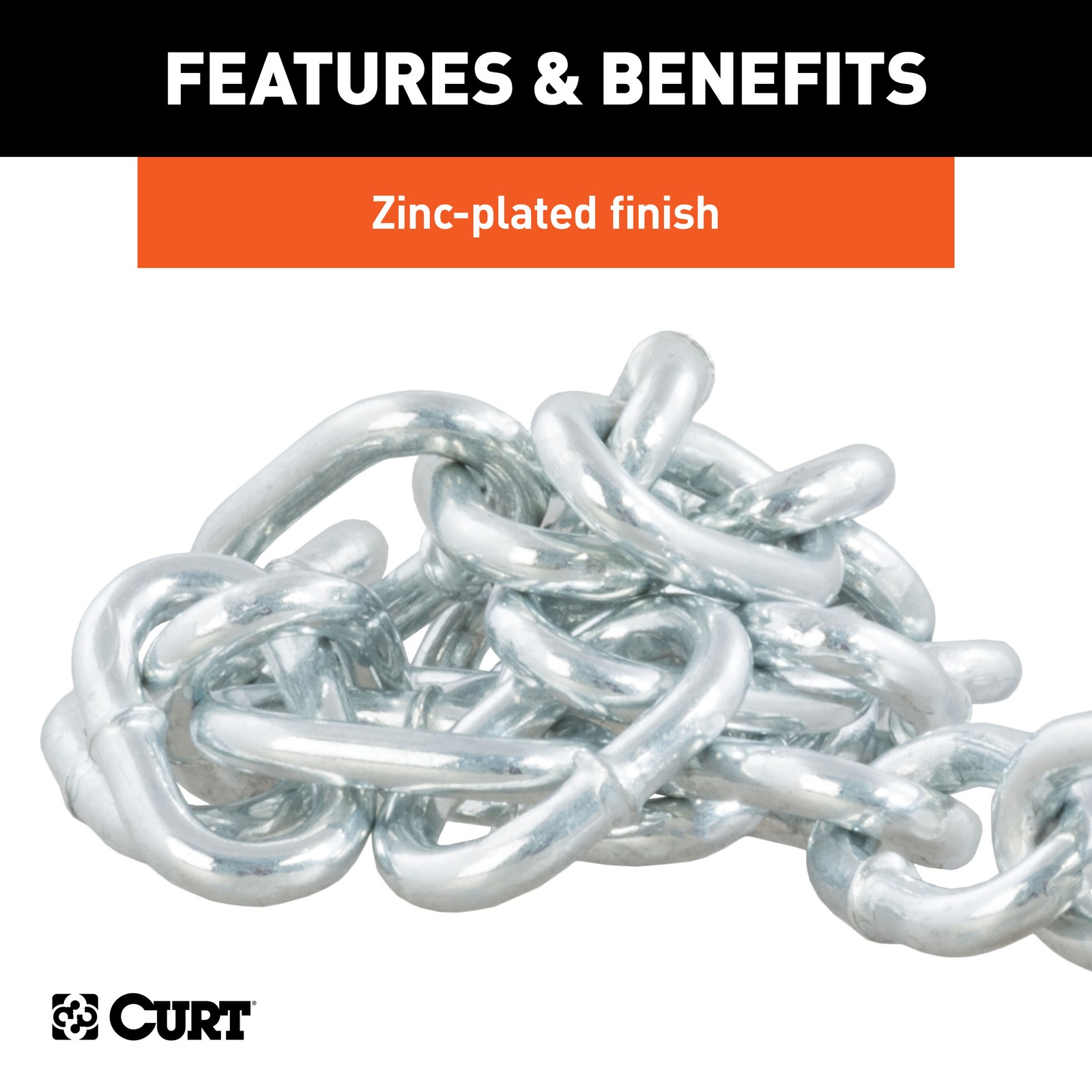 Curt-27" Safety Chain with 1 Snap Hook (2,000 lbs, Clear Zinc)
